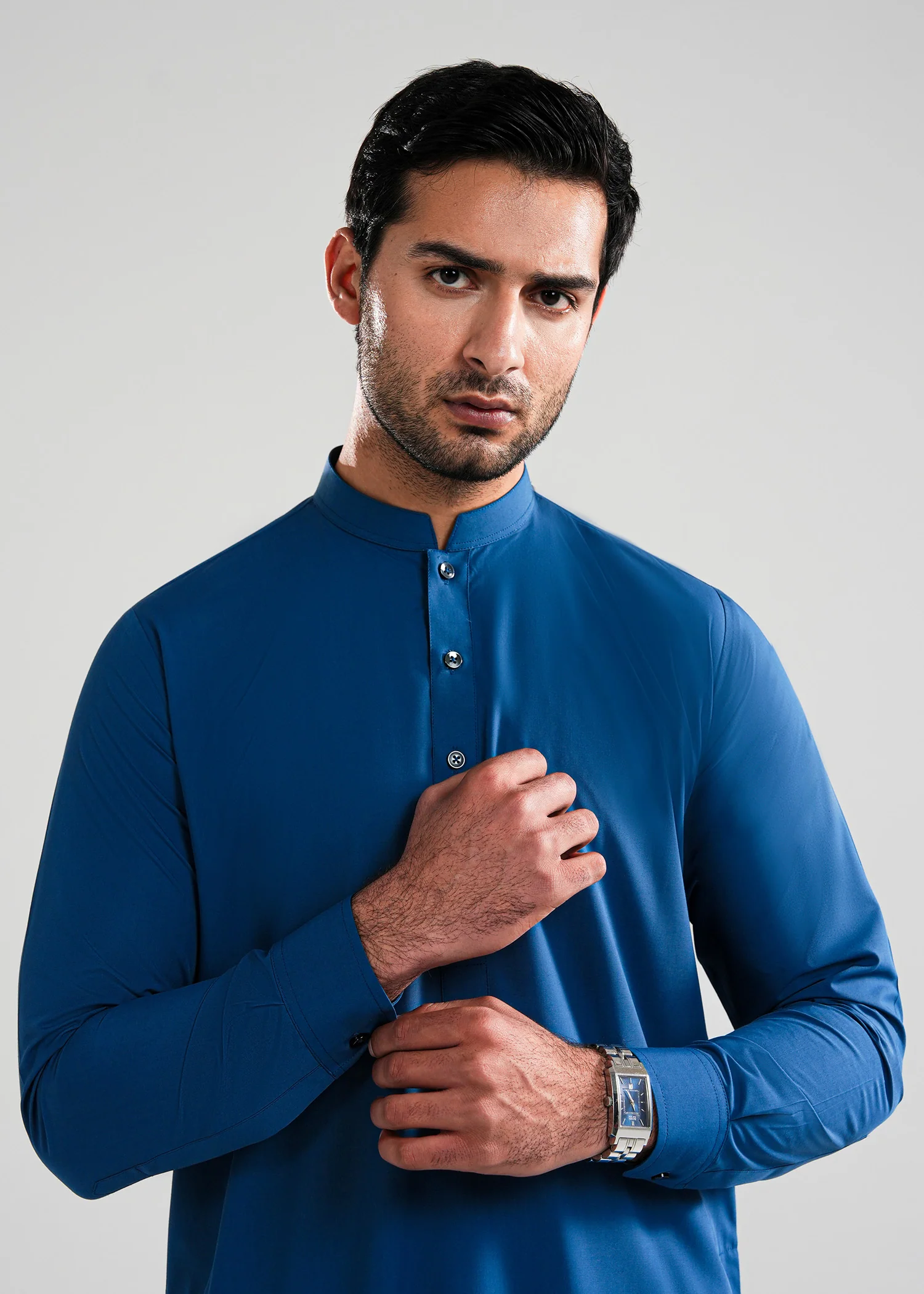 Prussian blue Satpara Summer Wash & Wear Shalwar Kameez - Image 2