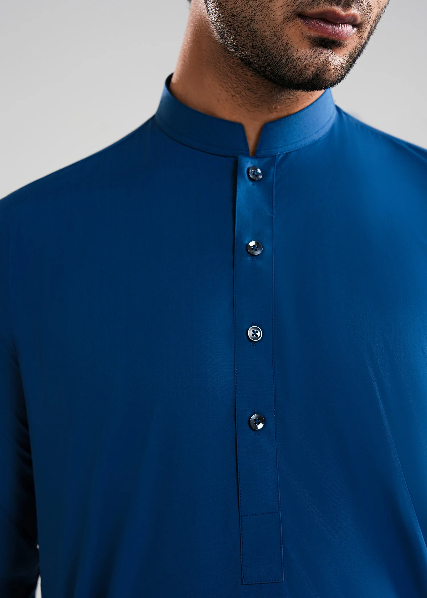 Prussian blue Satpara Summer Wash & Wear Shalwar Kameez - Image 5