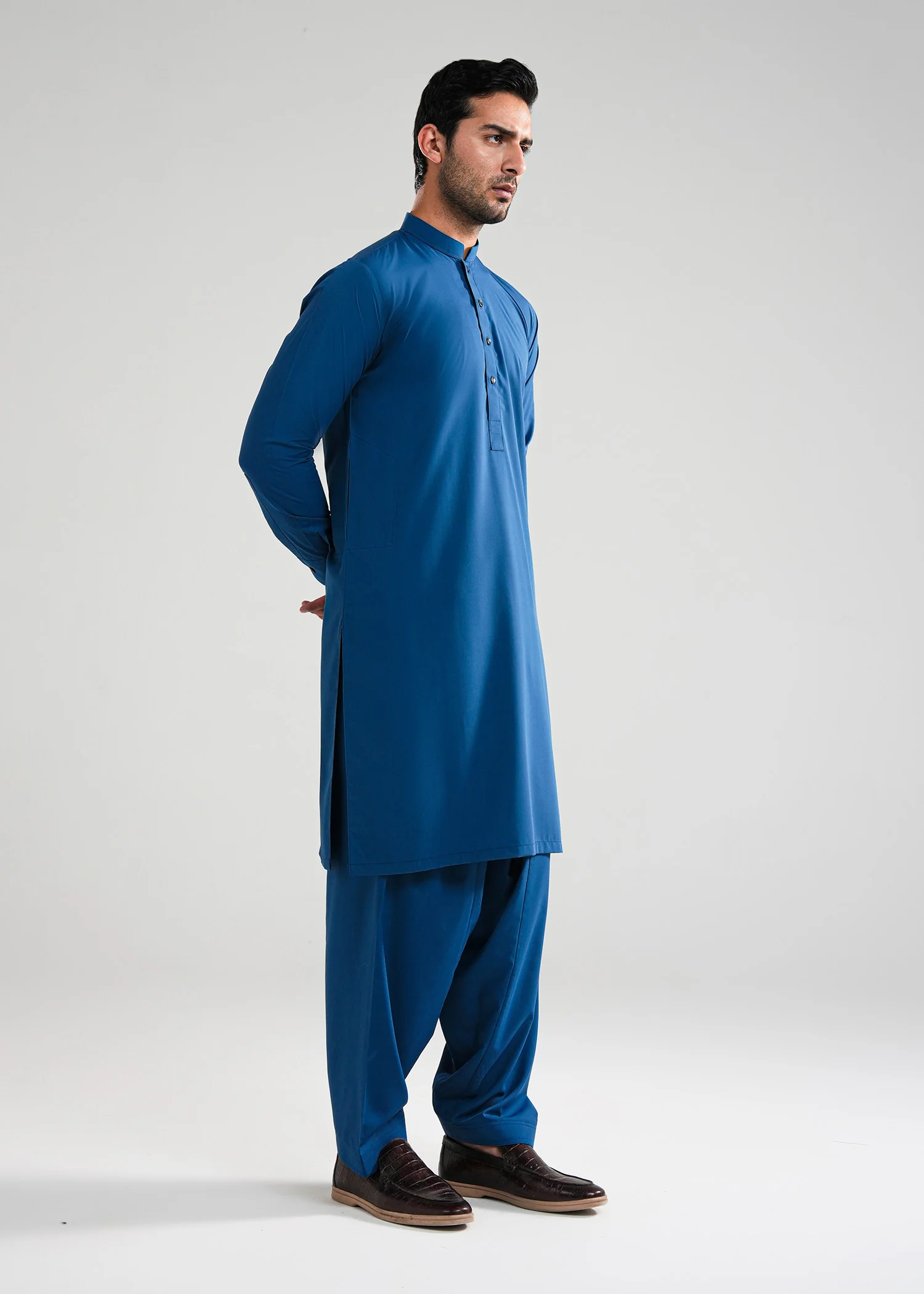 Prussian blue Satpara Summer Wash & Wear Shalwar Kameez - Image 6