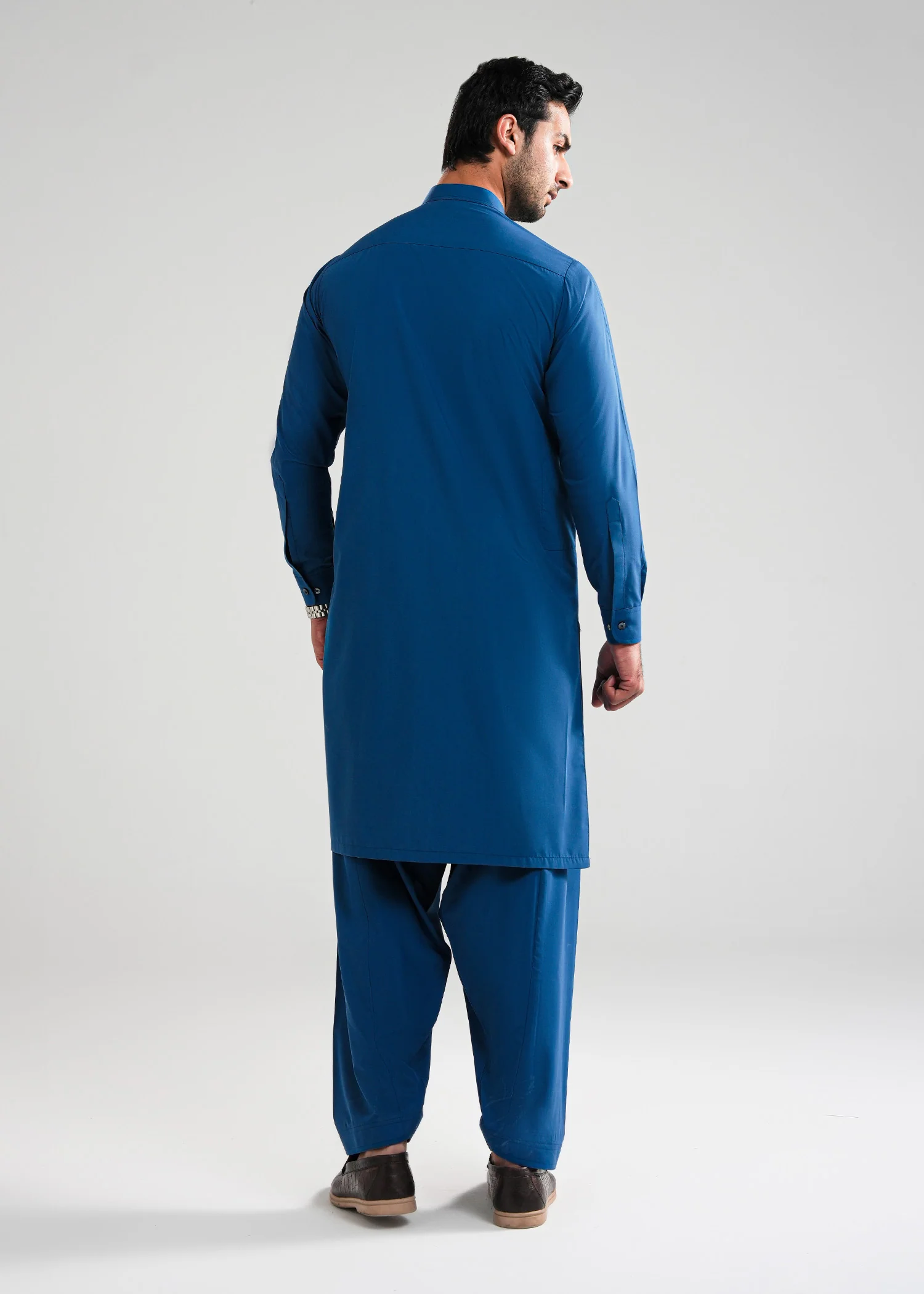 Prussian blue Satpara Summer Wash & Wear Shalwar Kameez - Image 7