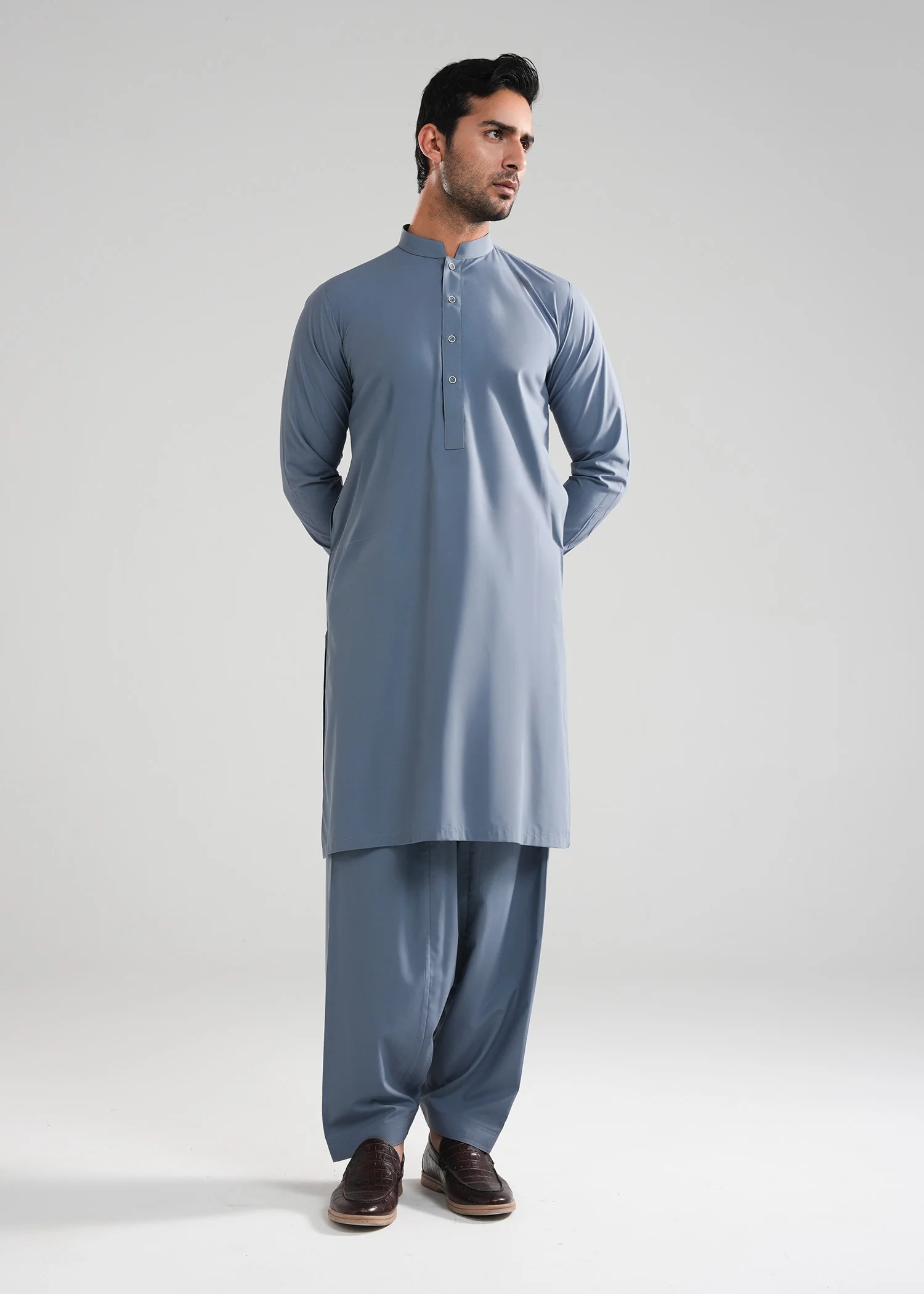 Slate Grey Satpara Summer Wash & Wear Shalwar Kameez