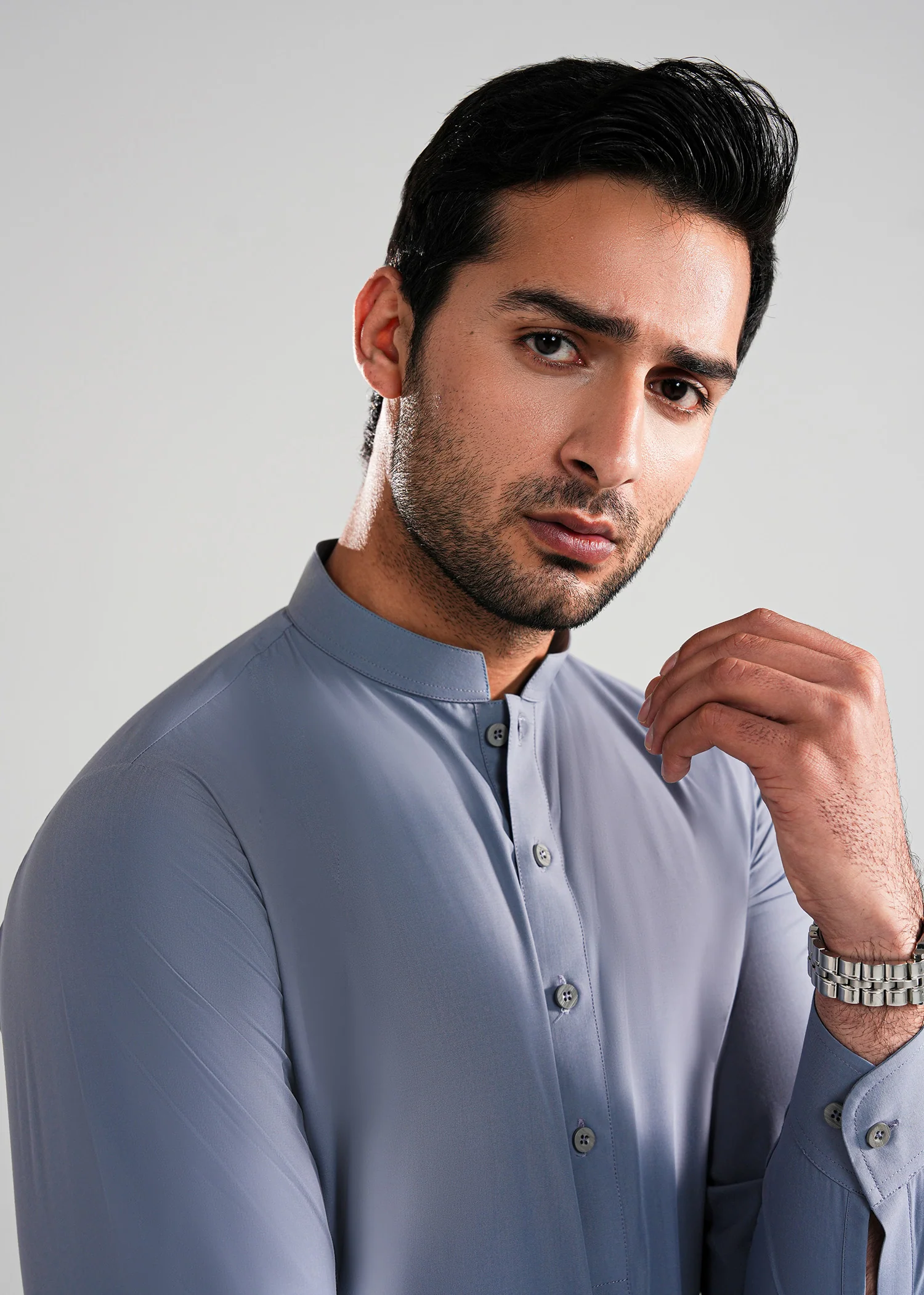Slate Grey Satpara Summer Wash & Wear Shalwar Kameez - Image 2