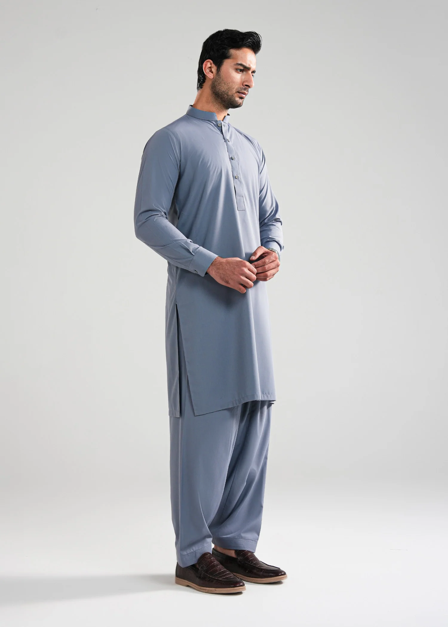 Slate Grey Satpara Summer Wash & Wear Shalwar Kameez - Image 6