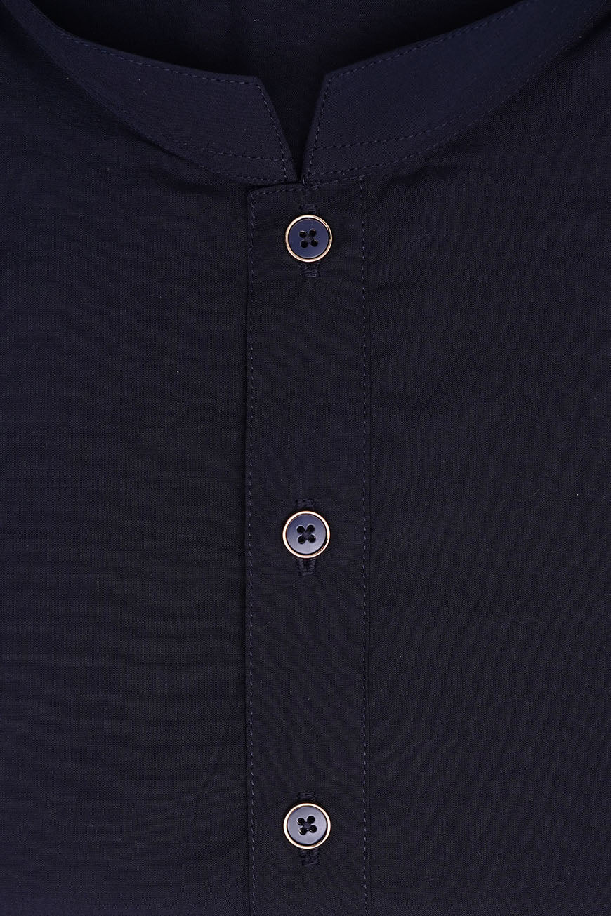 Navy Blue Plain Summer Joy Wash & Wear Shalwar Kameez - Image 2