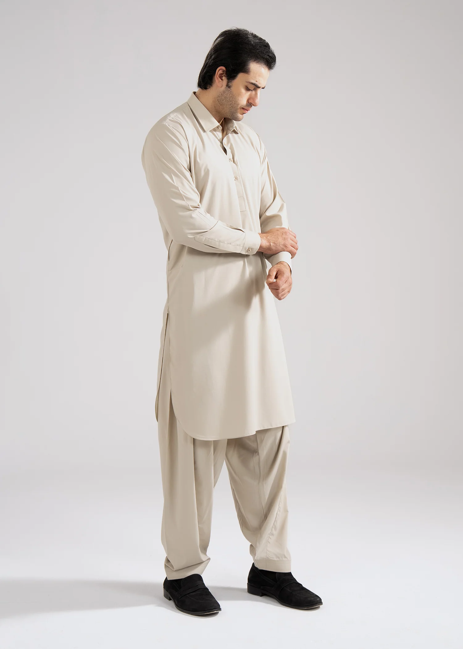 Pista Brown Plain Summer Joy Wash & Wear Shalwar Kameez - Image 3