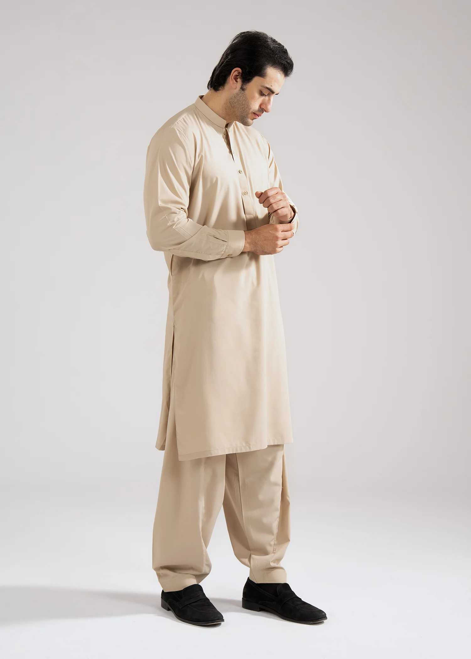 Shalwar Kameez - Summer Joy Sand Tan Plain - Image 3