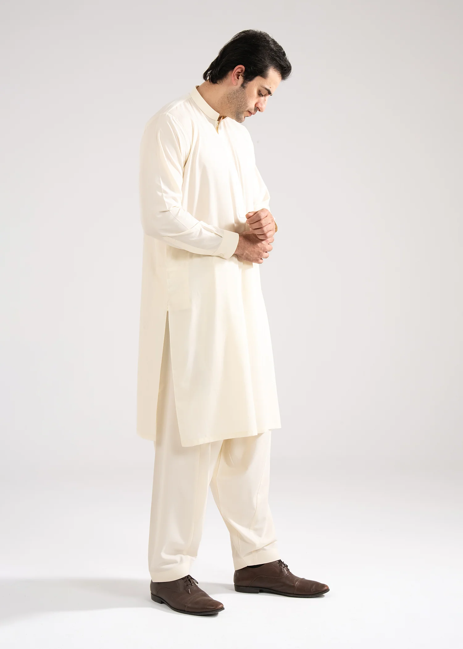Shalwar Kameez - Summer Prime Cream Plain - Image 3