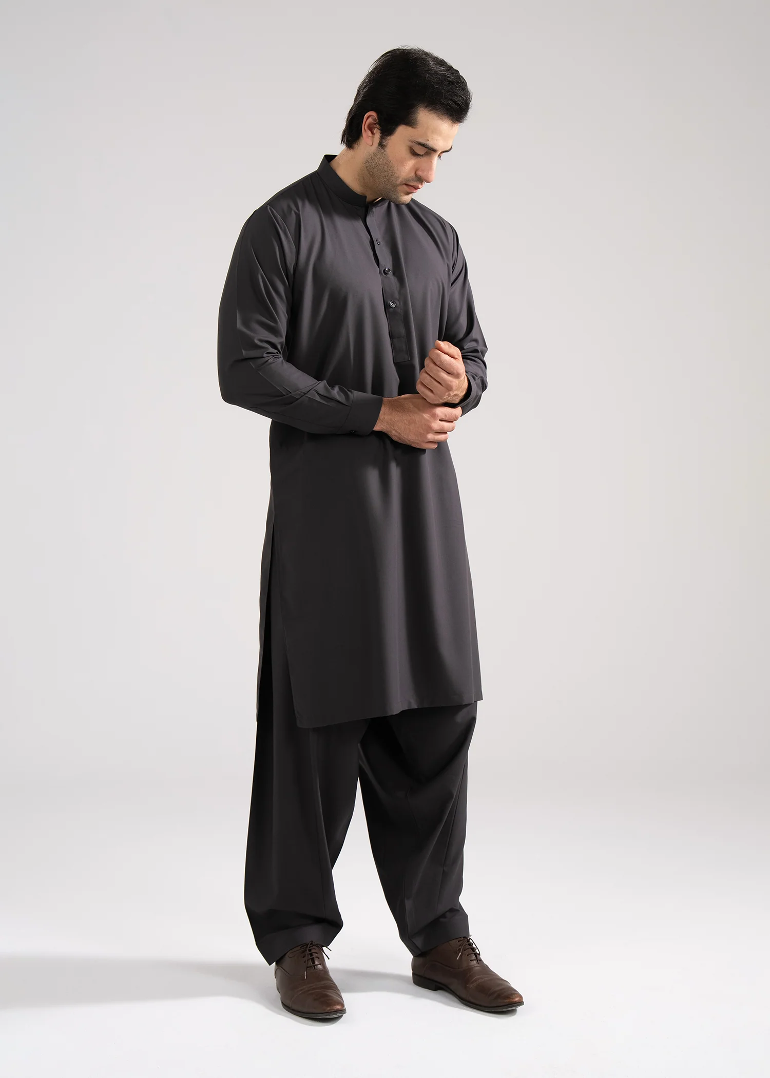 Shalwar Kameez - Summer Prime Dark Grey Plain - Image 3