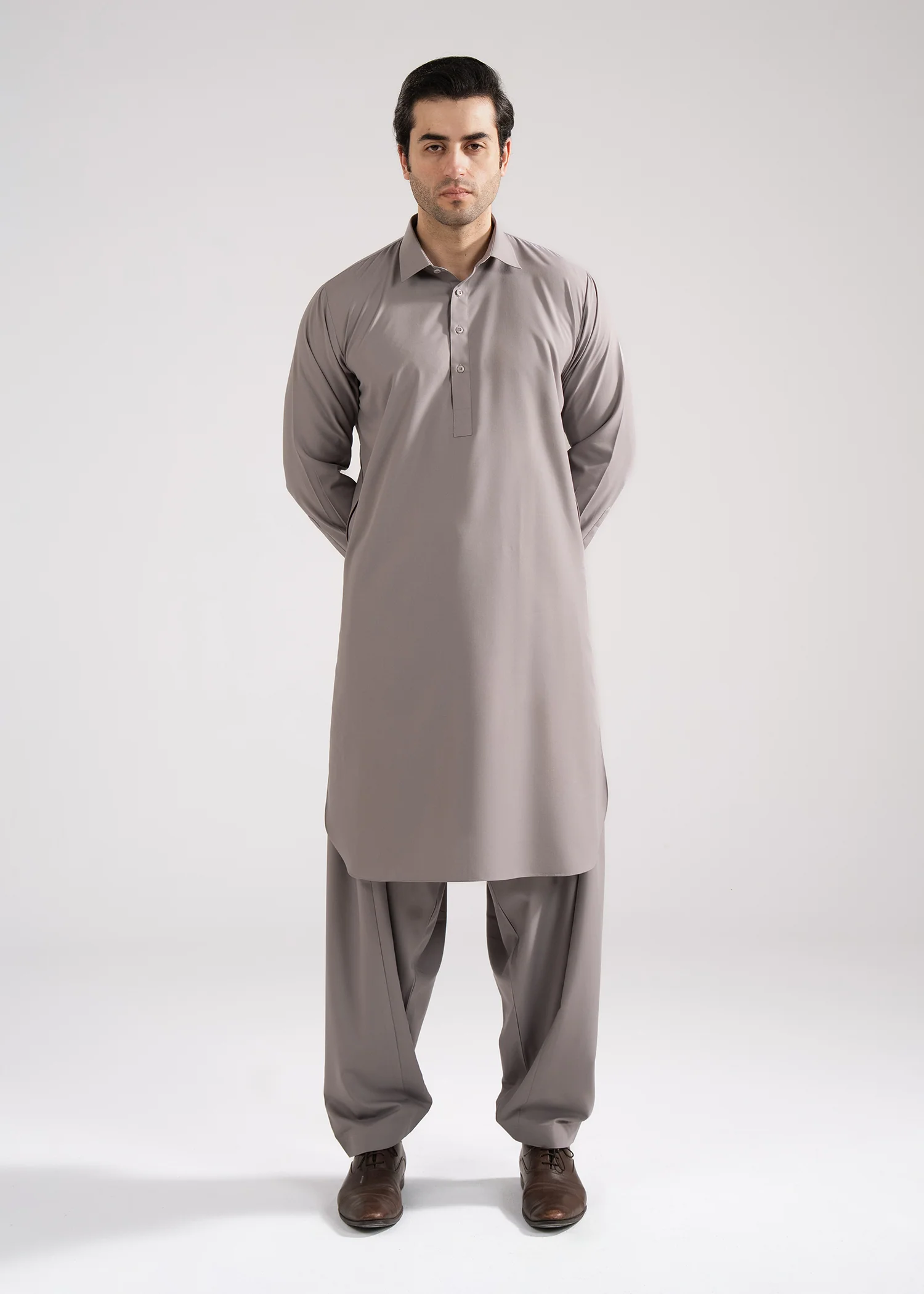 Shalwar Kameez - Summer Prime Light Grey Plain - Image 3