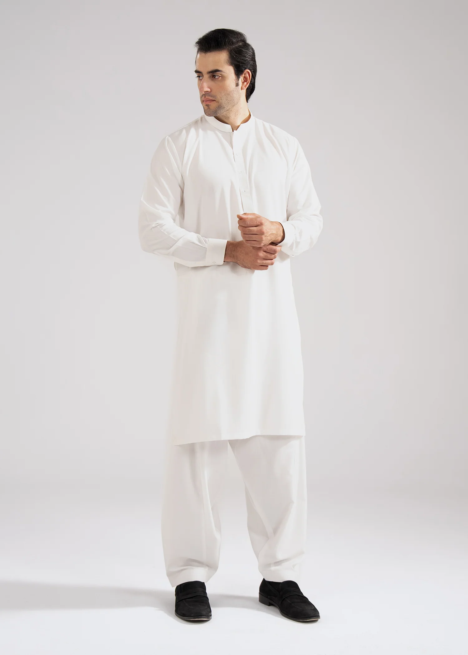 Shalwar Kameez - Summer Prime Off White Plain - Image 3