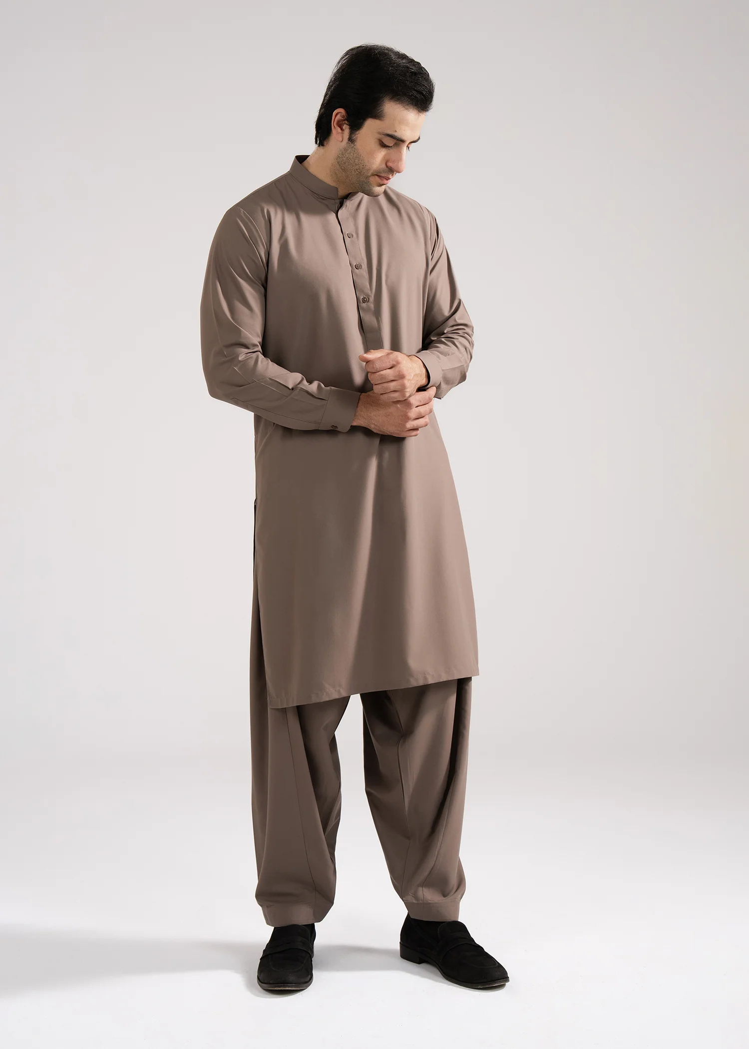 Shalwar Kameez - Summer Prime Sand tan Plain - Image 3