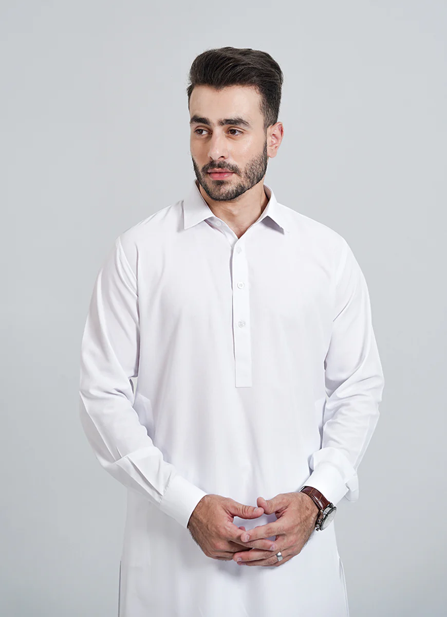 Shalwar Kameez - Summer Prime White Plain - Image 2