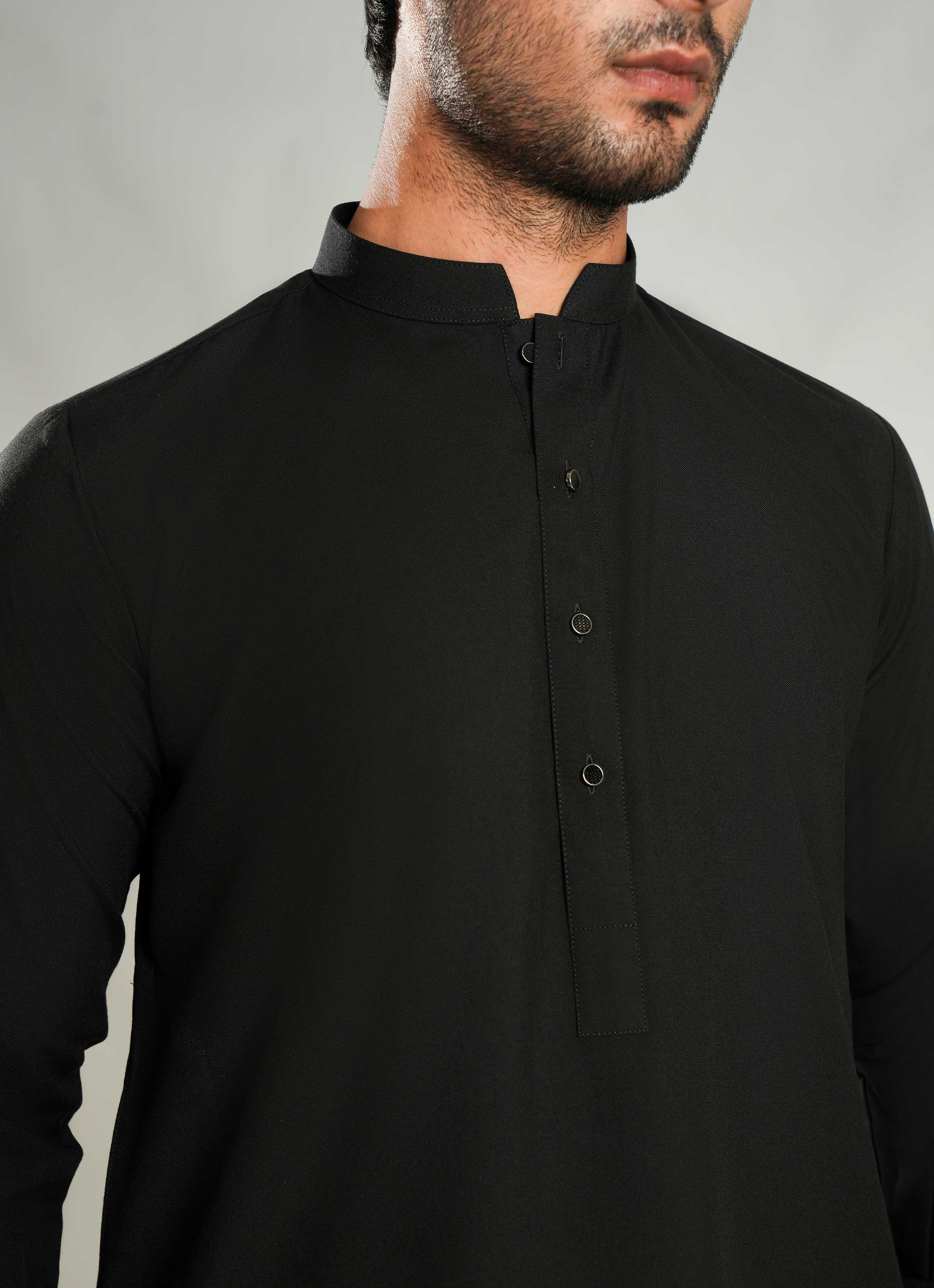 Shalwar Kameez - Zhob Black Plain - Image 2