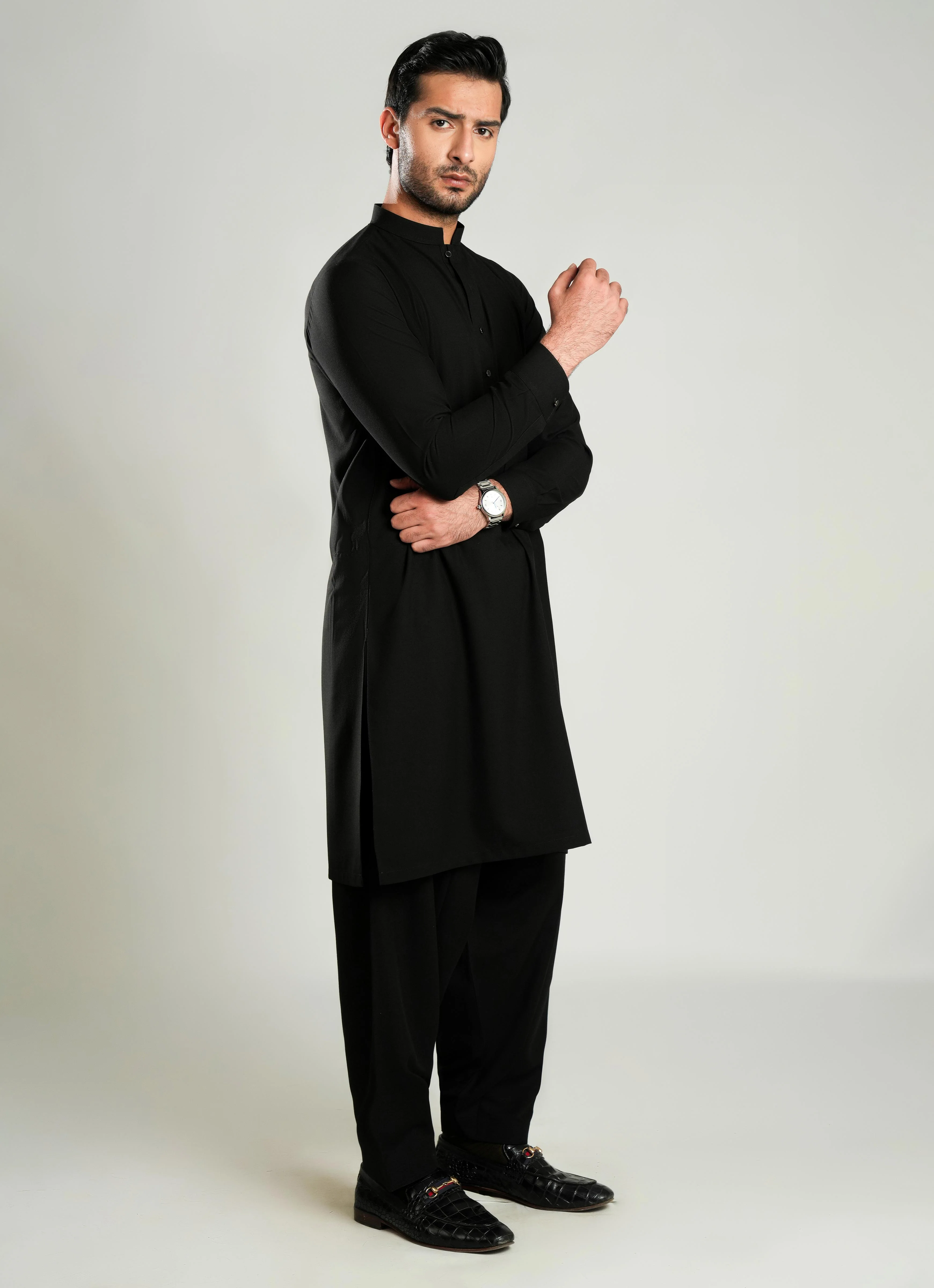 Shalwar Kameez - Zhob Black Plain - Image 3