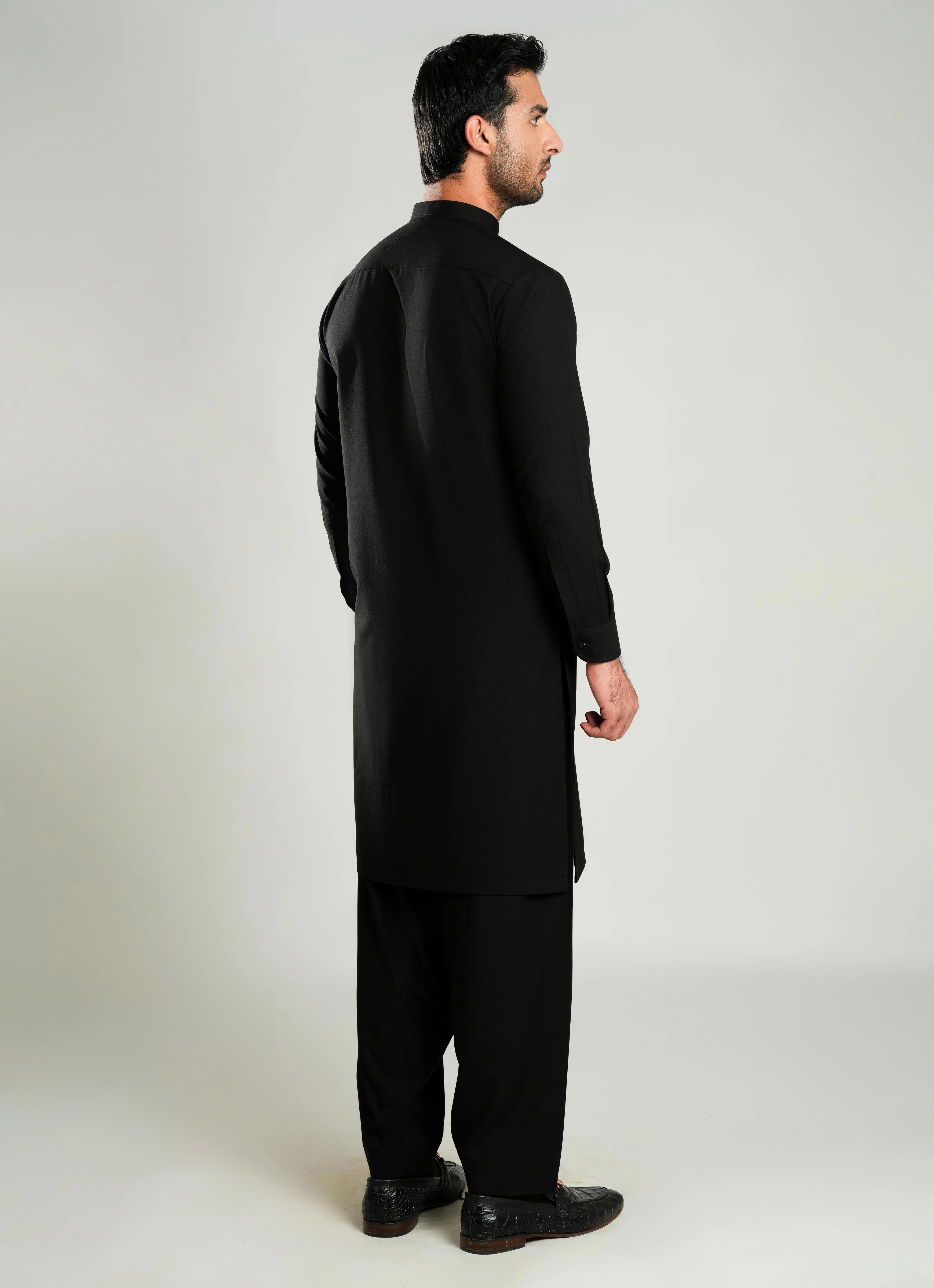 Shalwar Kameez - Zhob Black Plain - Image 4