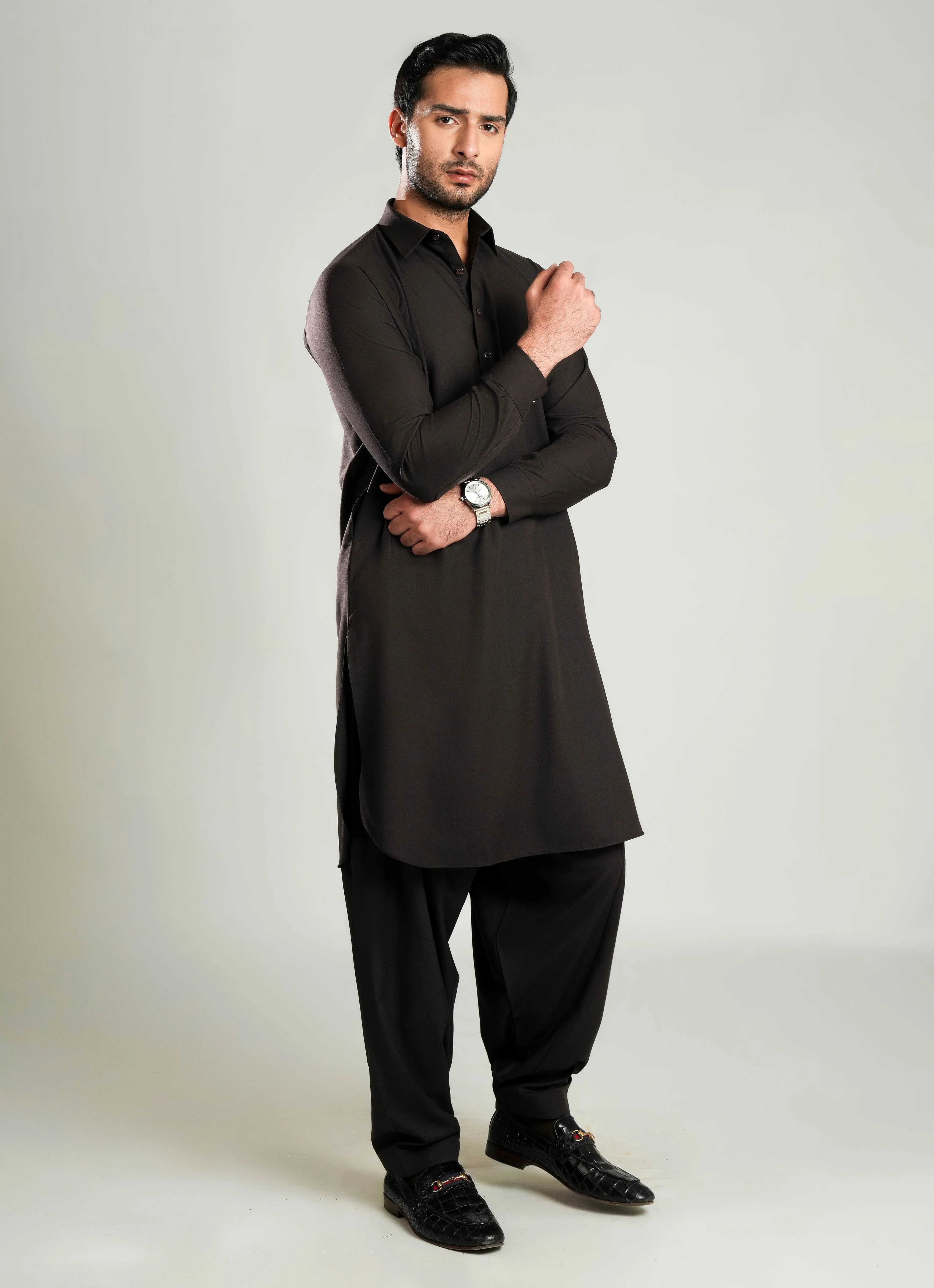 Shalwar Kameez - Zhob Brown Plain - Image 3