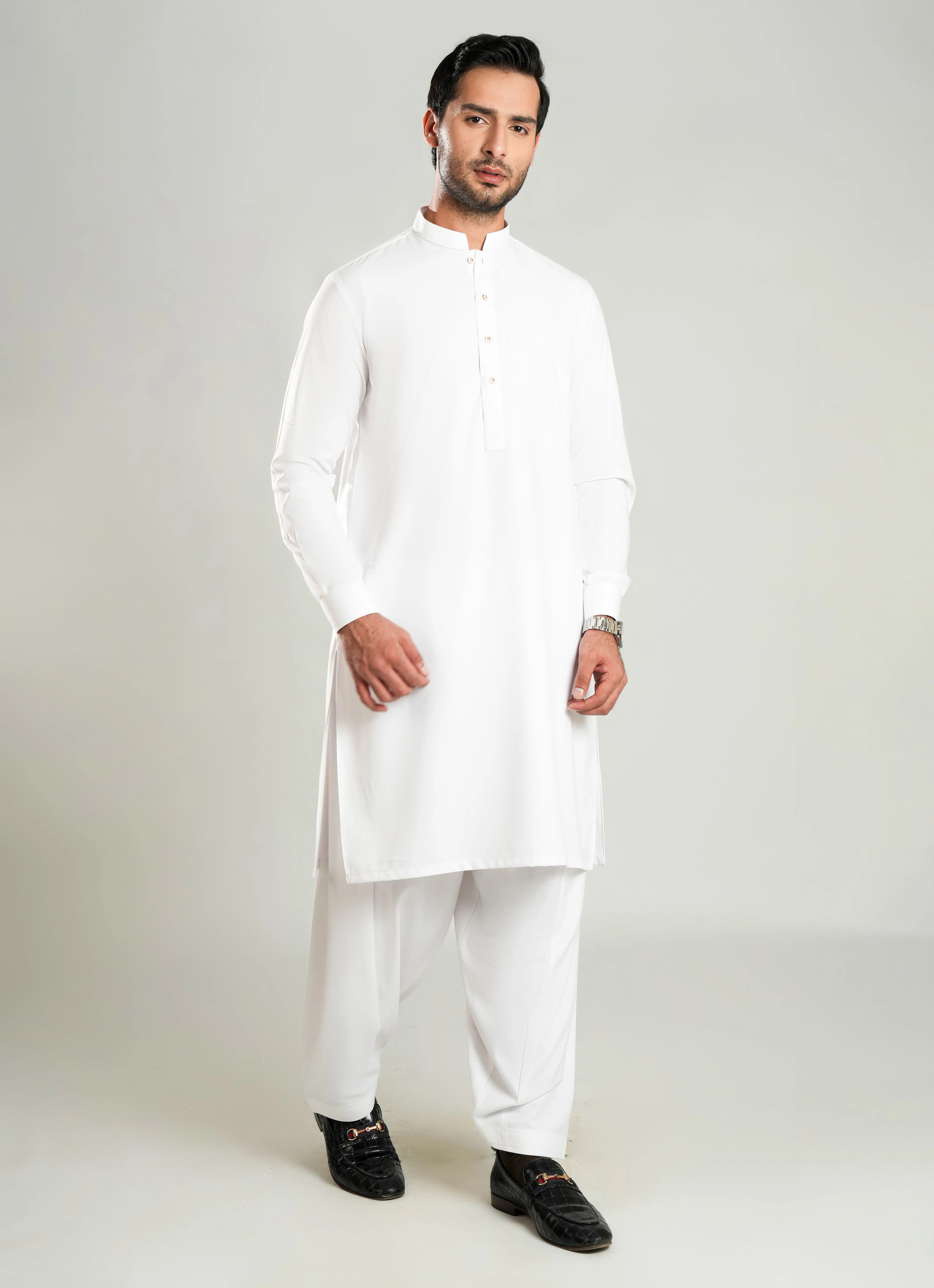Shalwar Kameez - Zhob White Plain - Image 2