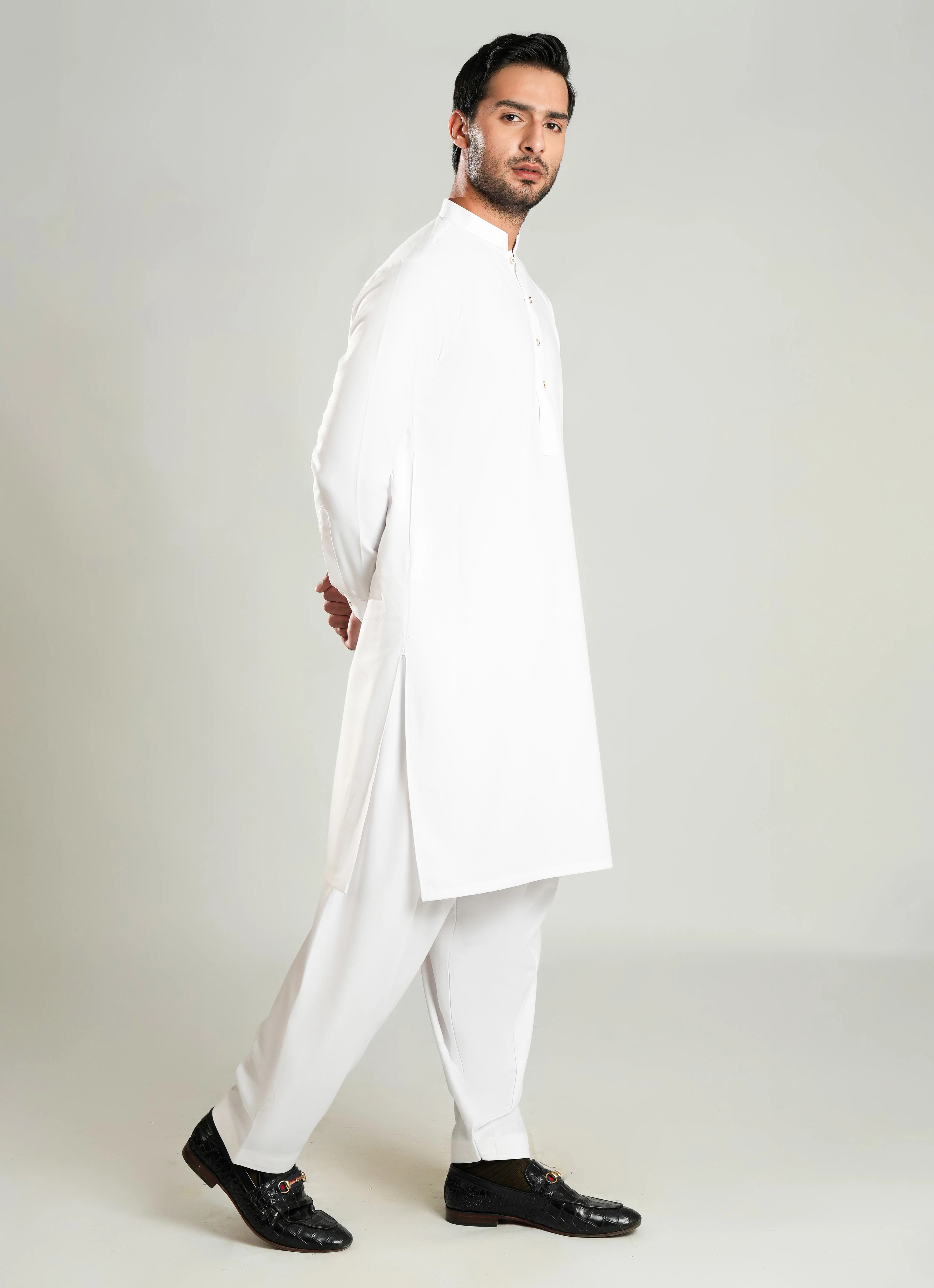 Shalwar Kameez - Zhob White Plain - Image 3