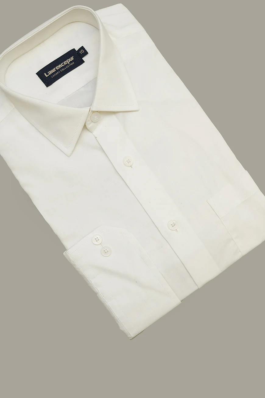 Formal Shirt - Alpha Off White Plain Regular Fit - Image 3