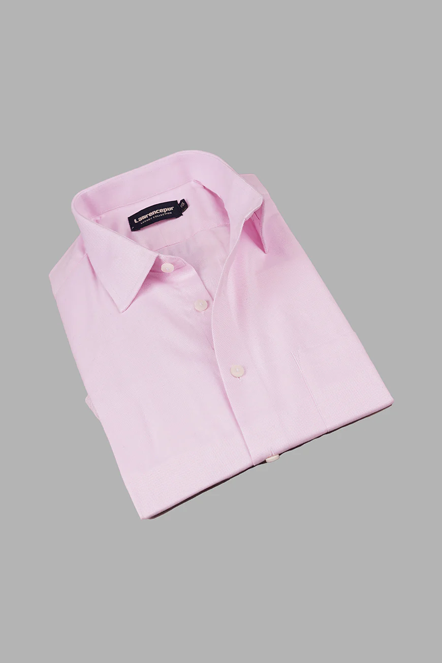 Light Pink Dobby-Textured Bravo Regular Fit Formal Shirt - Image 3