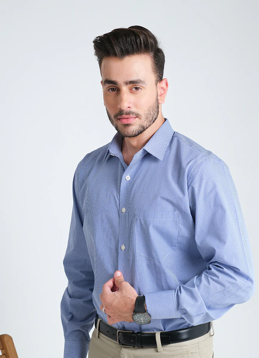 Formal Shirt - Supernova Ink Blue Checks Regular Fit - Image 3