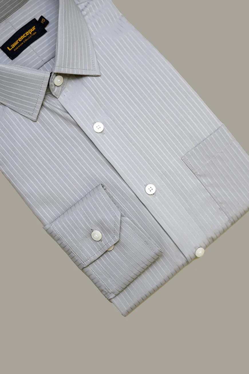 Formal Shirt - Supernova Medium Grey Stripes Regular Fit - Image 3