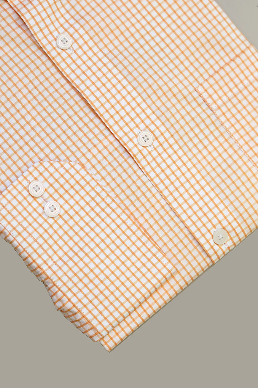 Formal Shirt - Supernova Orange Checks Regular Fit - Image 3