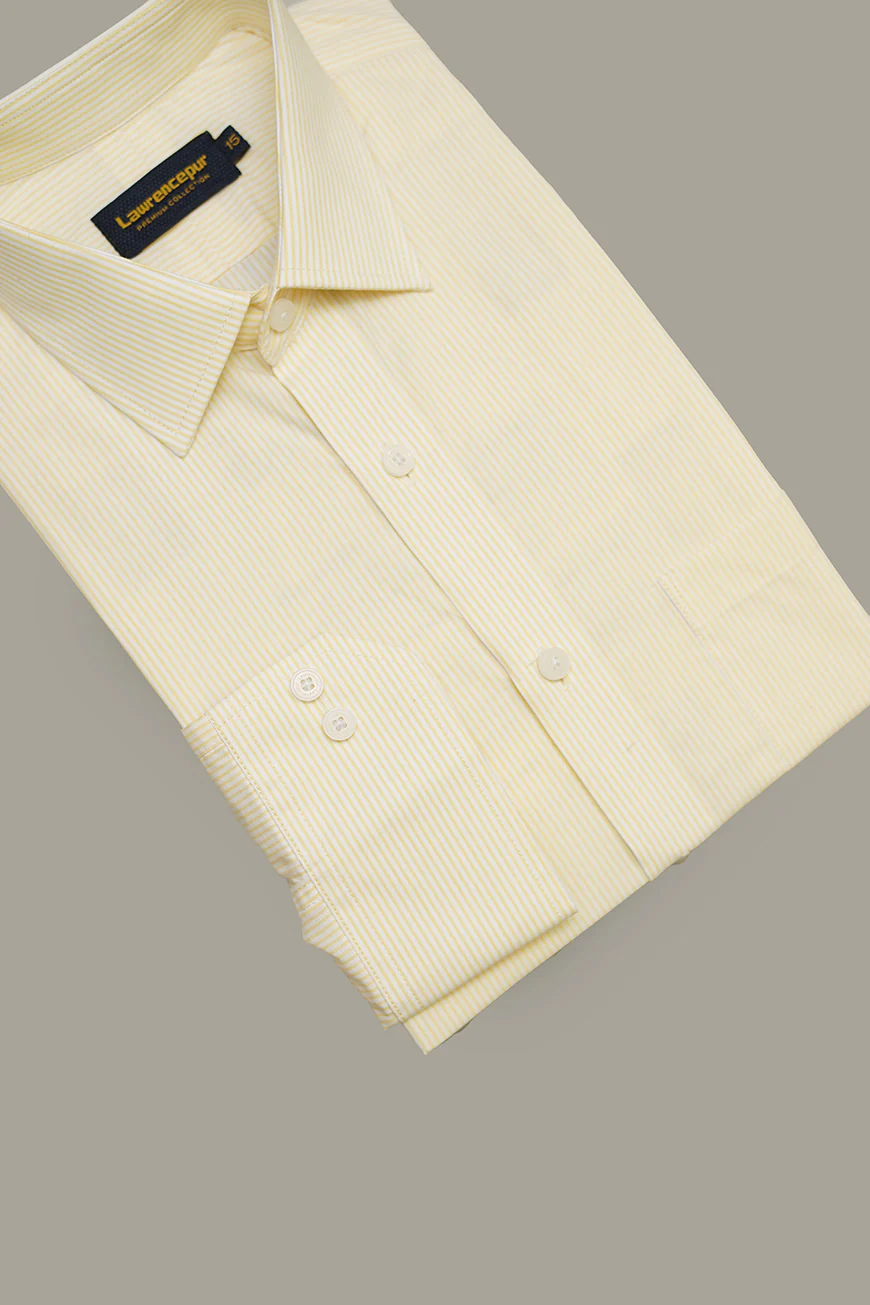Formal Shirt - Supernova Pale Yellow Stripes Regular Fit - Image 3