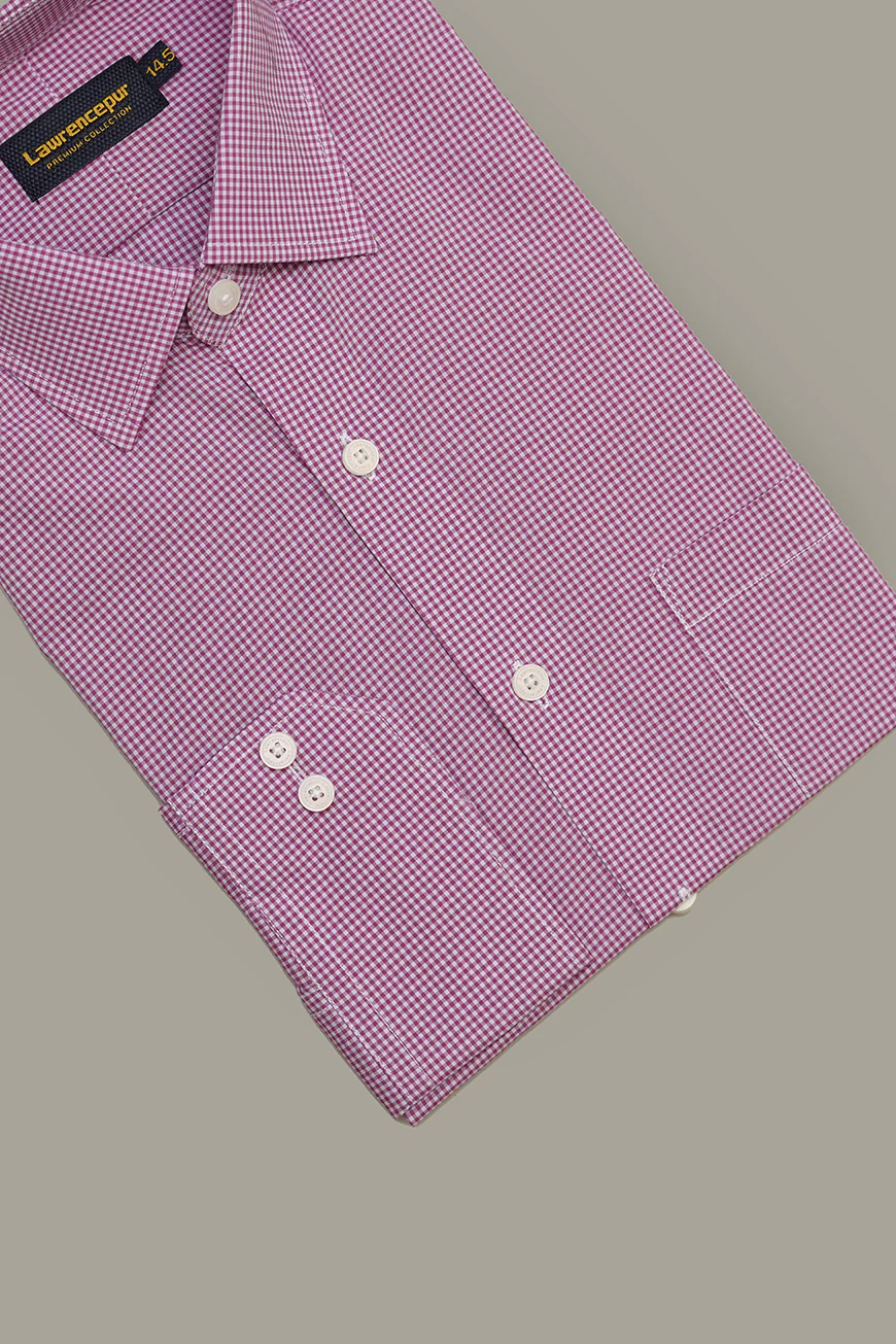 Formal Shirt - Supernova Pink Checks Regular Fit - Image 3