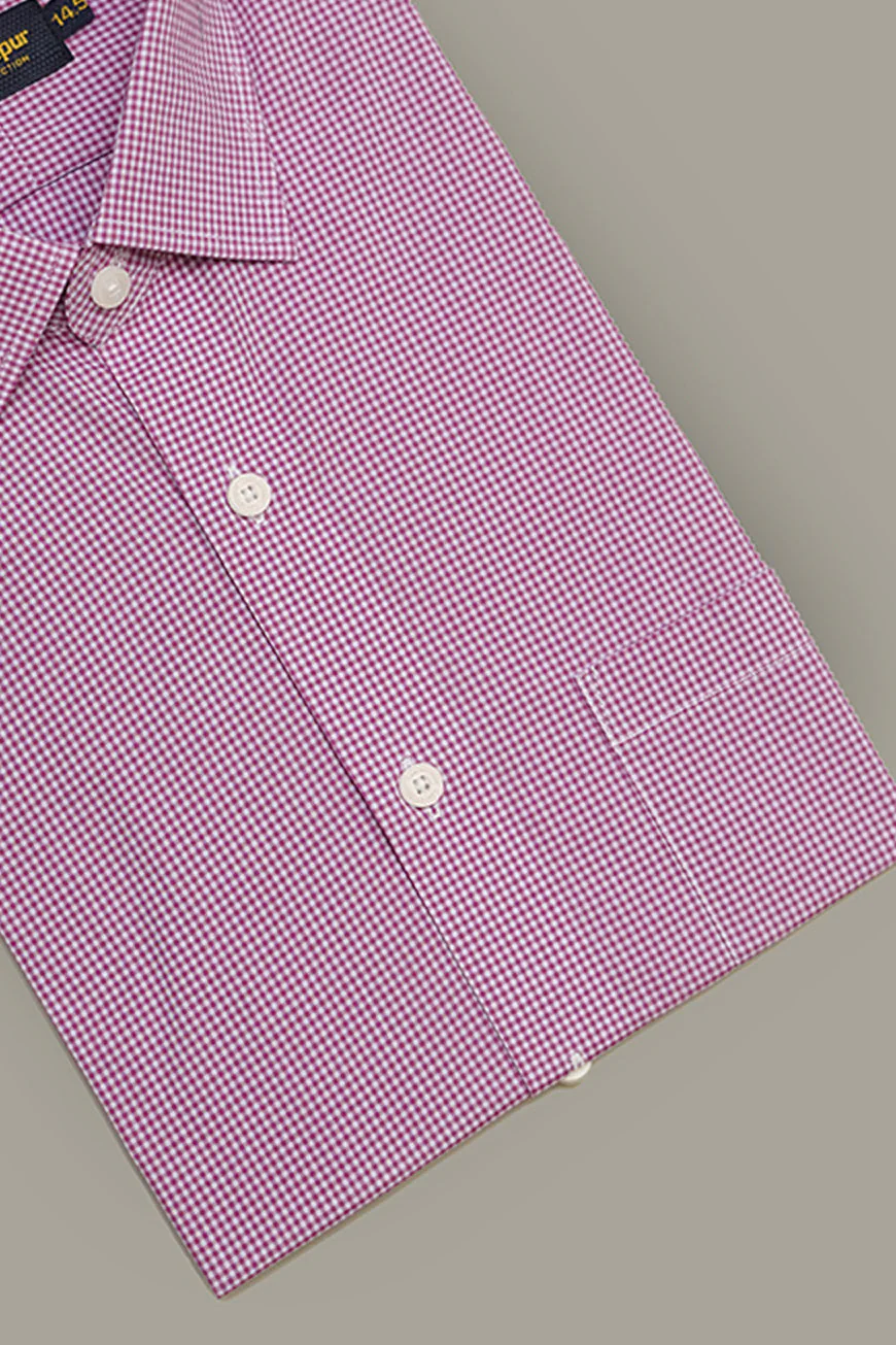 Formal Shirt - Supernova Pink Checks Regular Fit - Image 5