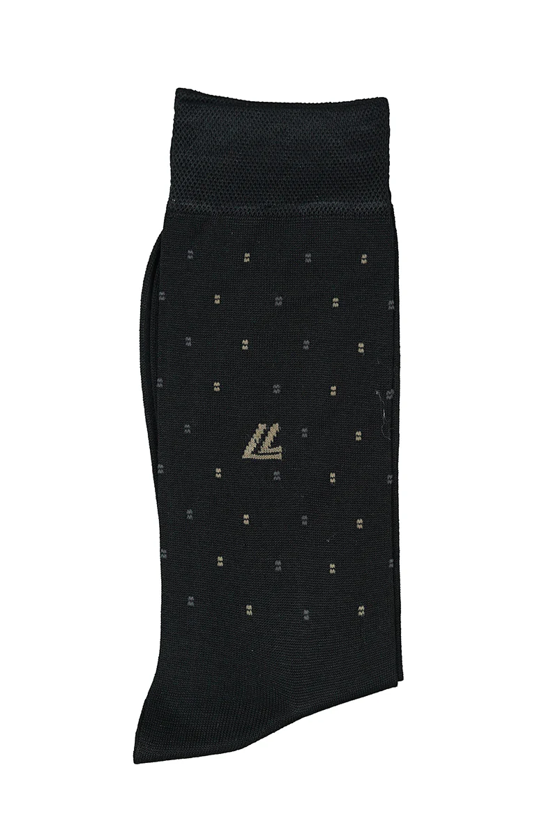 Black Mercerized Cotton Socks with Design