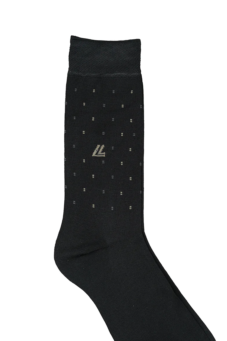 Black Mercerized Cotton Socks with Design - Image 2