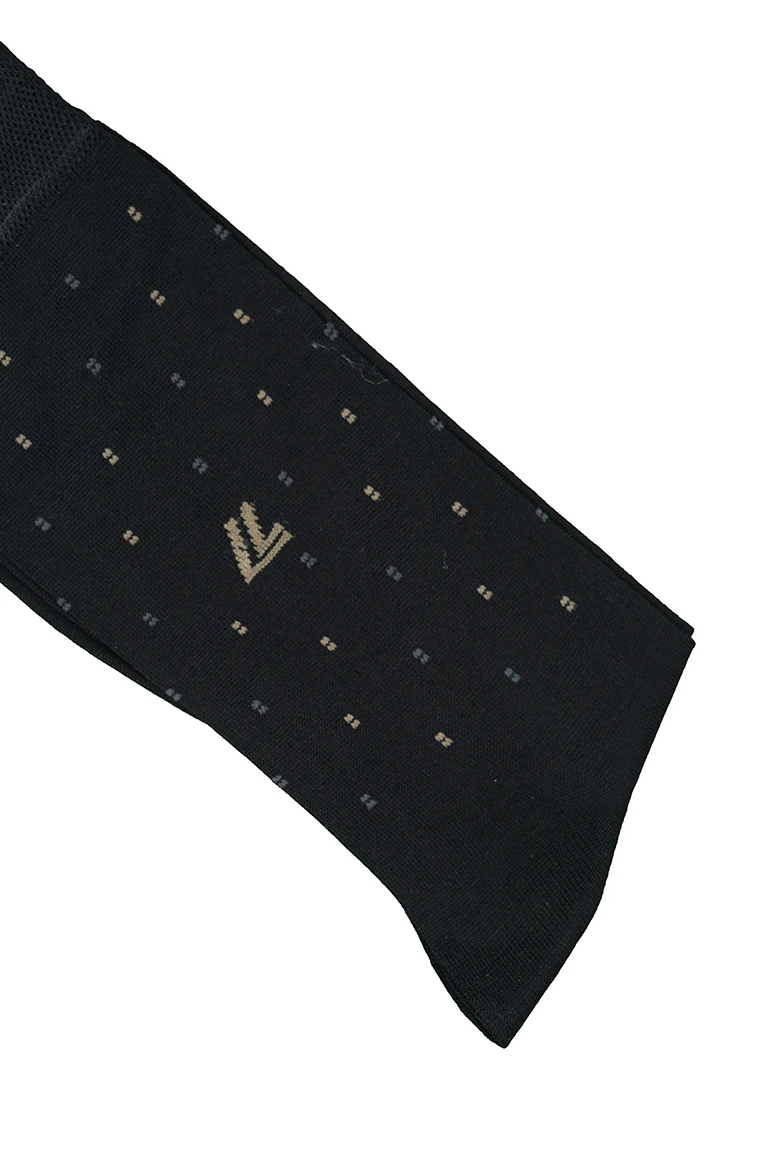 Black Mercerized Cotton Socks with Design - Image 3