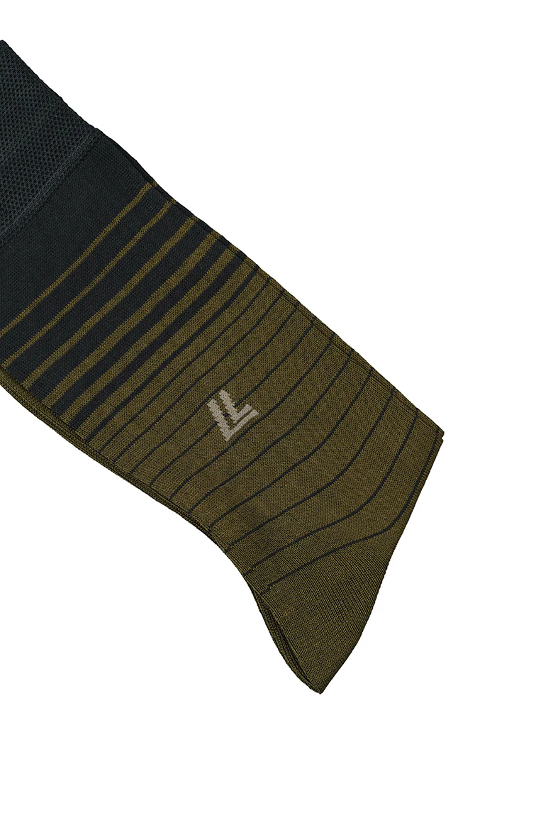 Brown Striped Mercerized Cotton Socks - Image 3