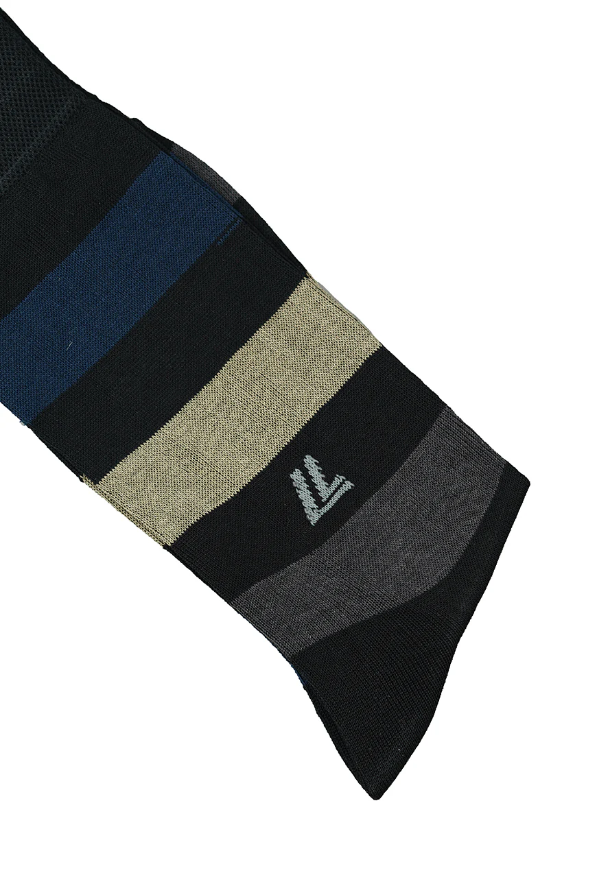 Black Chalk Stripe Mercerized Cotton Socks - Image 3