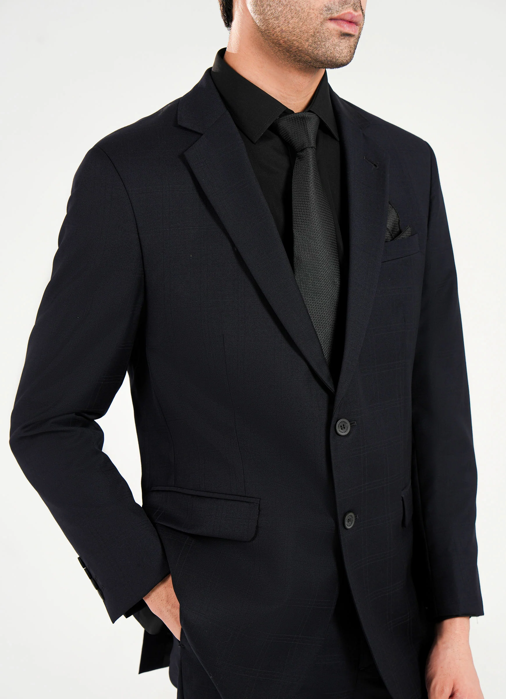 Navy Blue Checked 2 Piece Suit - Bellini Super 100’s - Image 3
