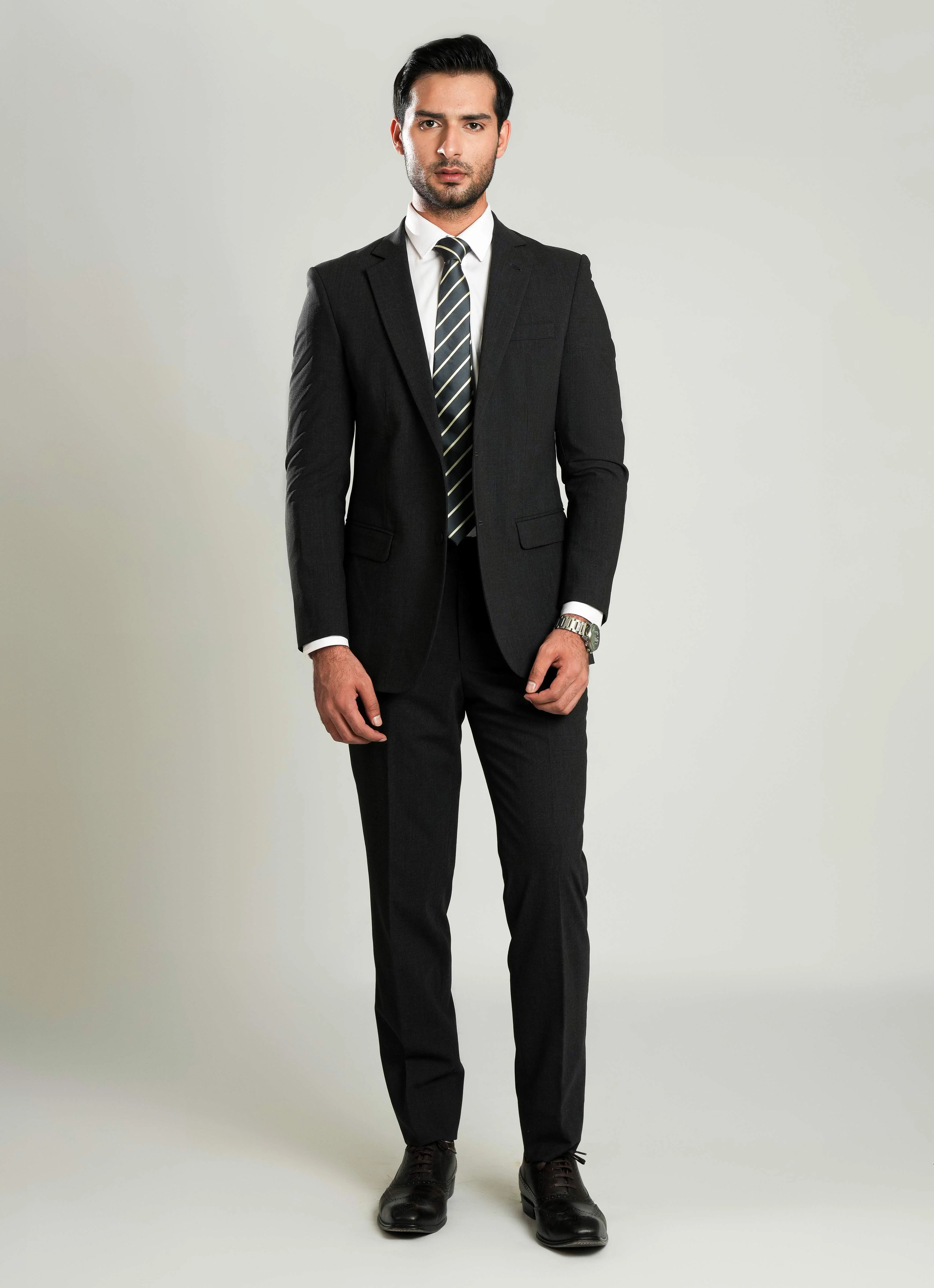 Formal 2 Piece Suit - Charcoal Grey Plain - Image 3