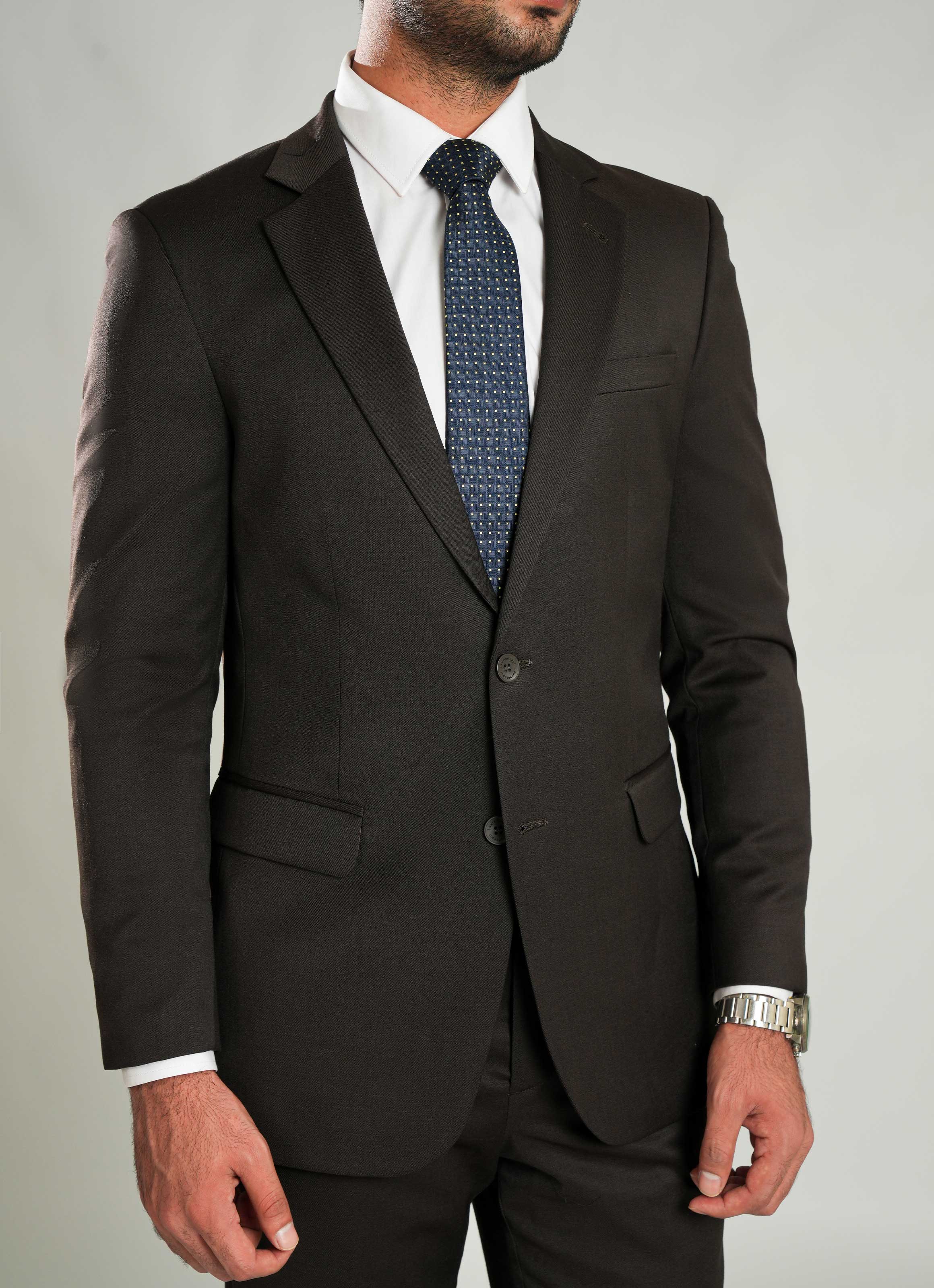 Formal 2 Piece Suit - Chocolate Brown Plain - Image 2