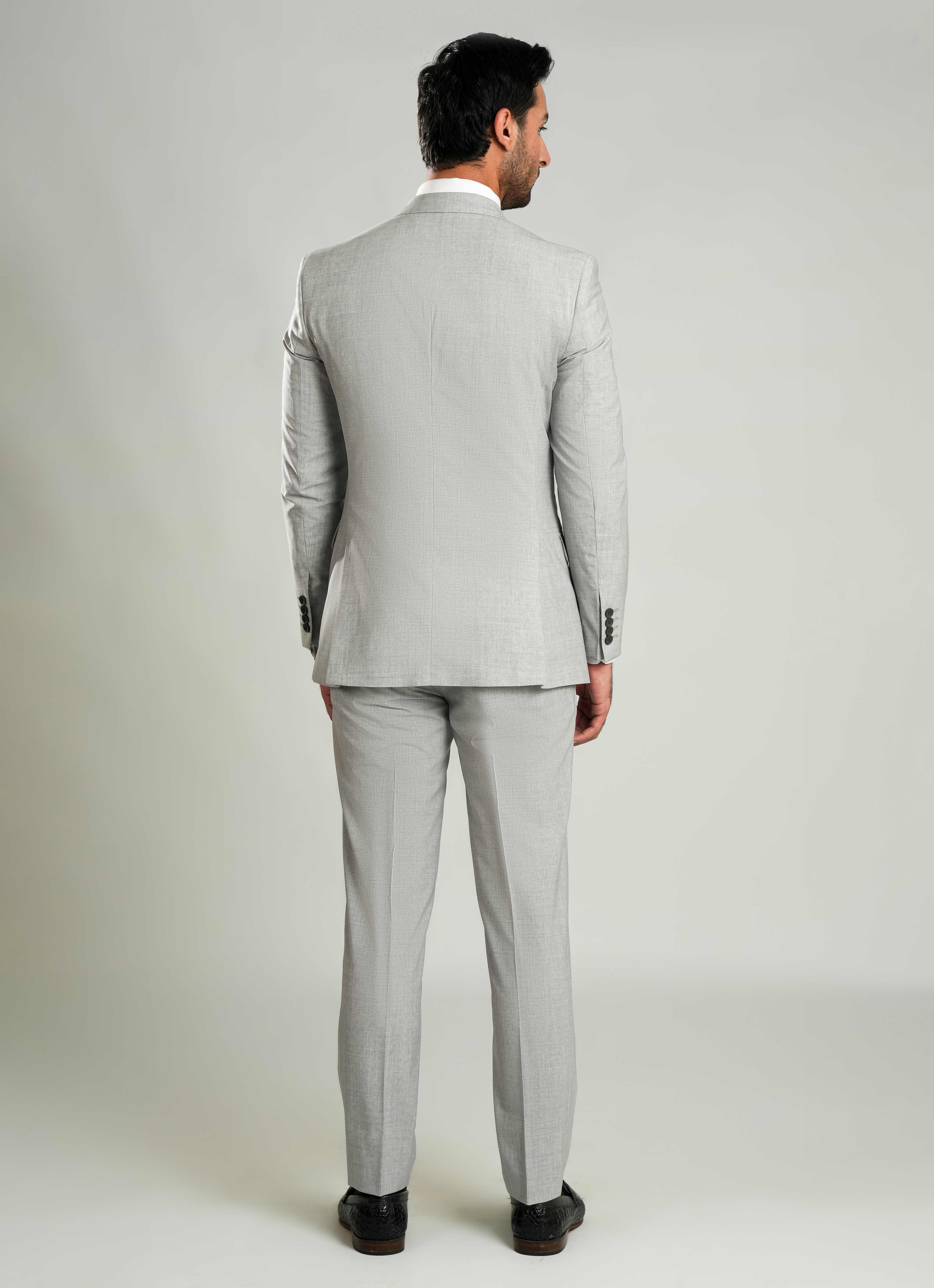 Formal 2 Piece Suit - Light Grey Plain - Image 4