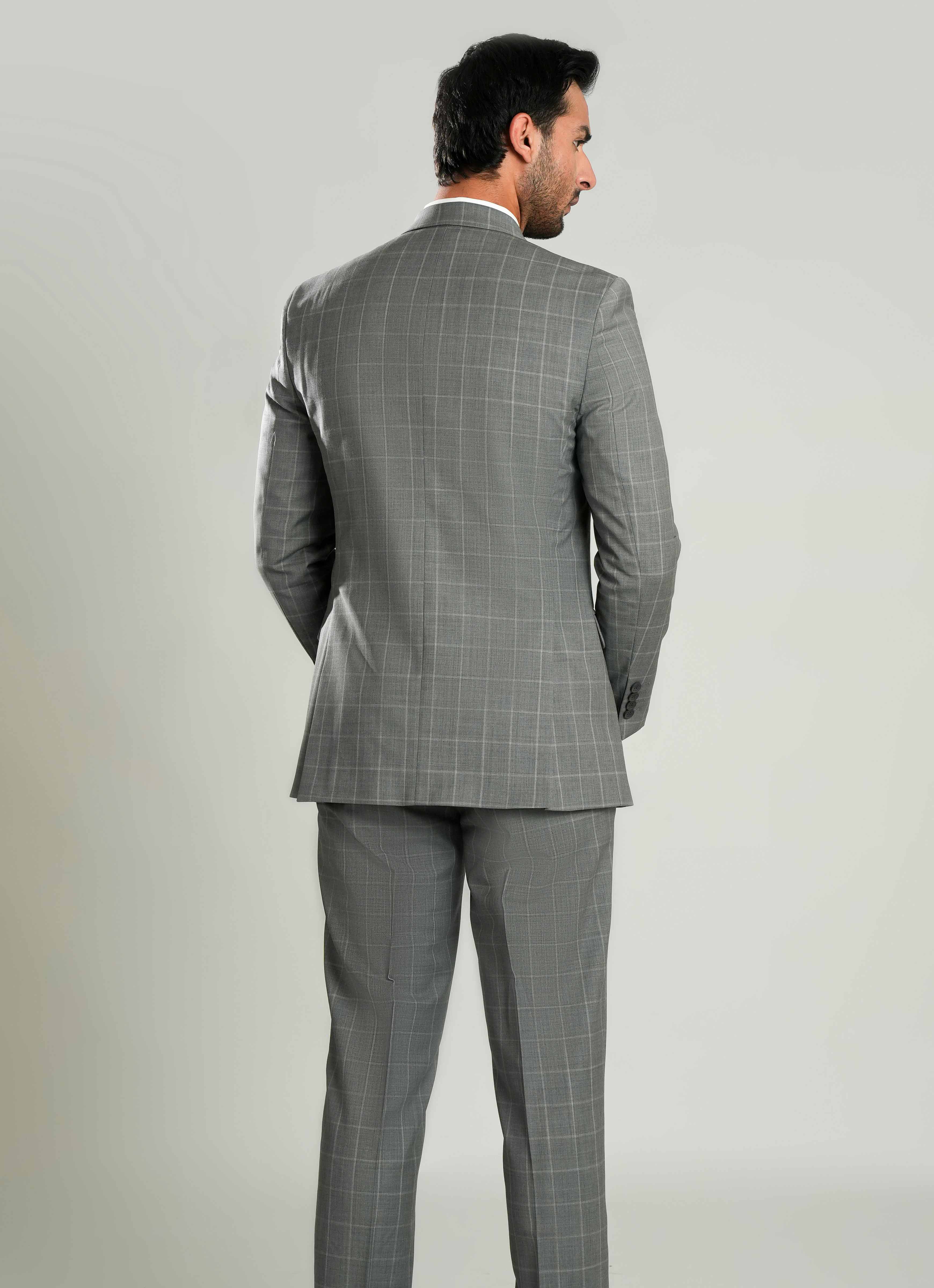 Slate Grey Checks 2-Piece Formal Suit - Image 4