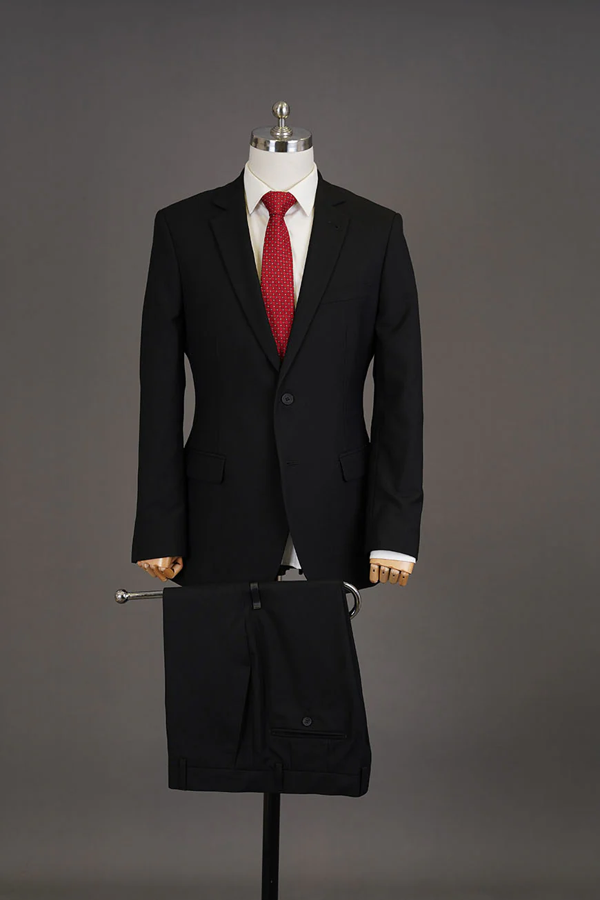 Black Plain  Super Fine 2-Piece Suit