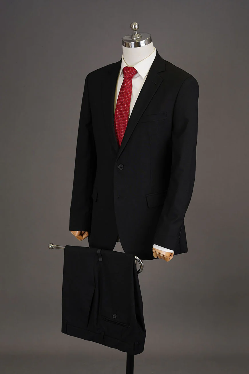 Black Plain  Super Fine 2-Piece Suit - Image 3