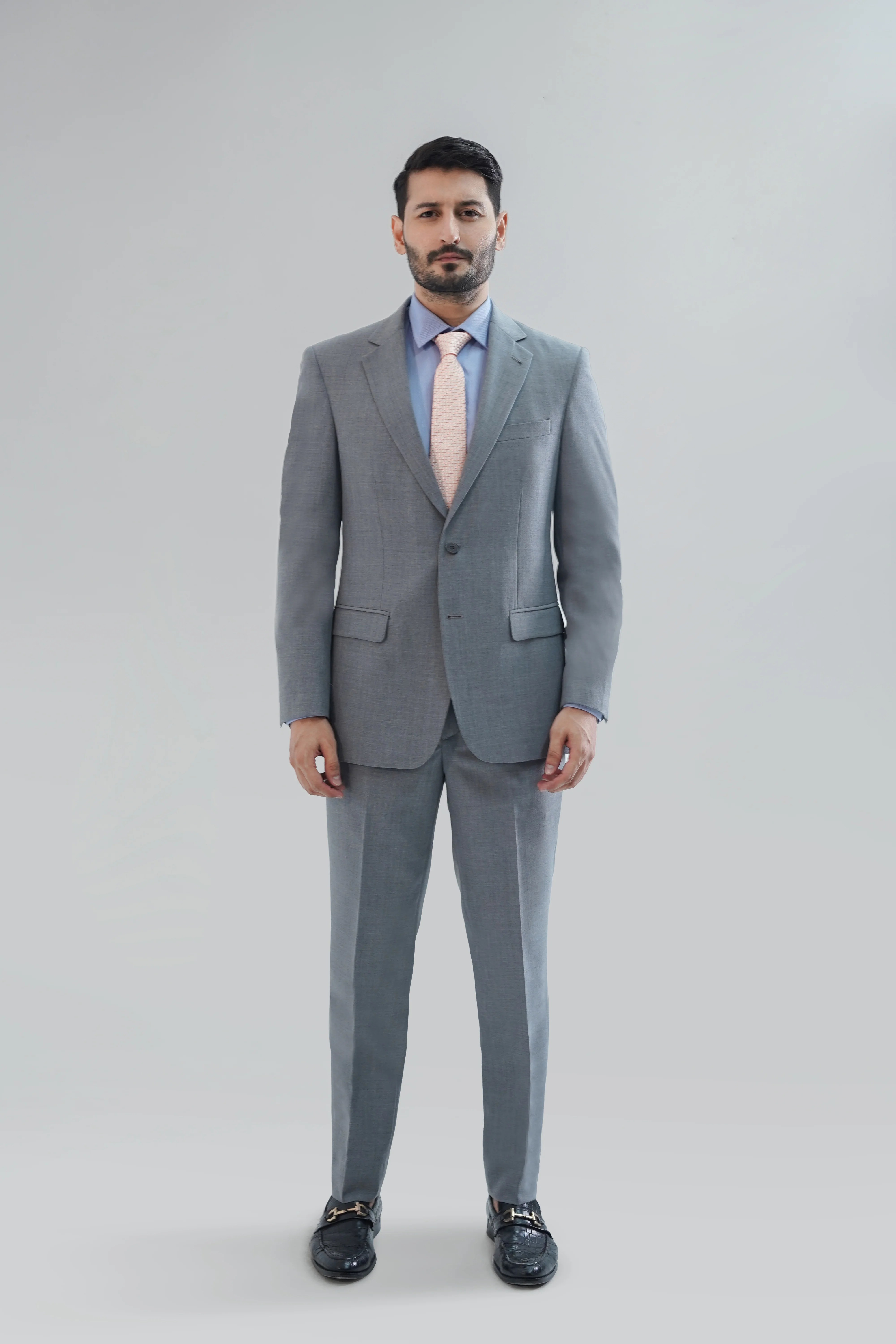 Grey Plain Tropical Exclusive 2-Piece Suit