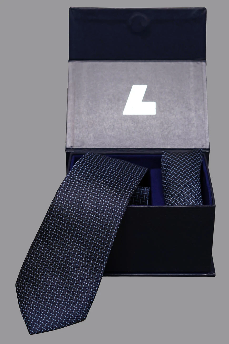 Tie & Pocket Square - Rich Silk Dark Grey Design