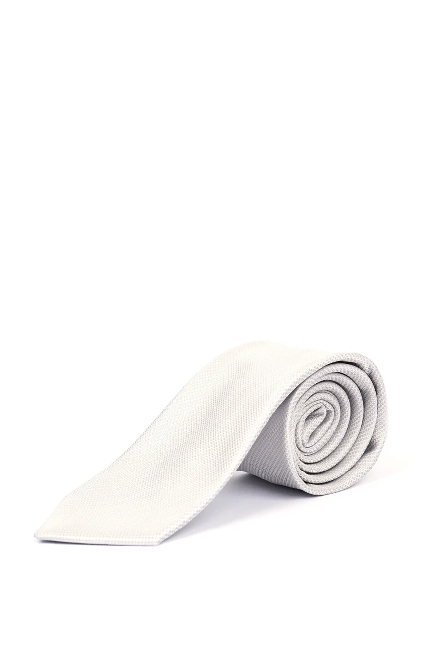 Ties - Silk Rich Light Grey Dobby Textured