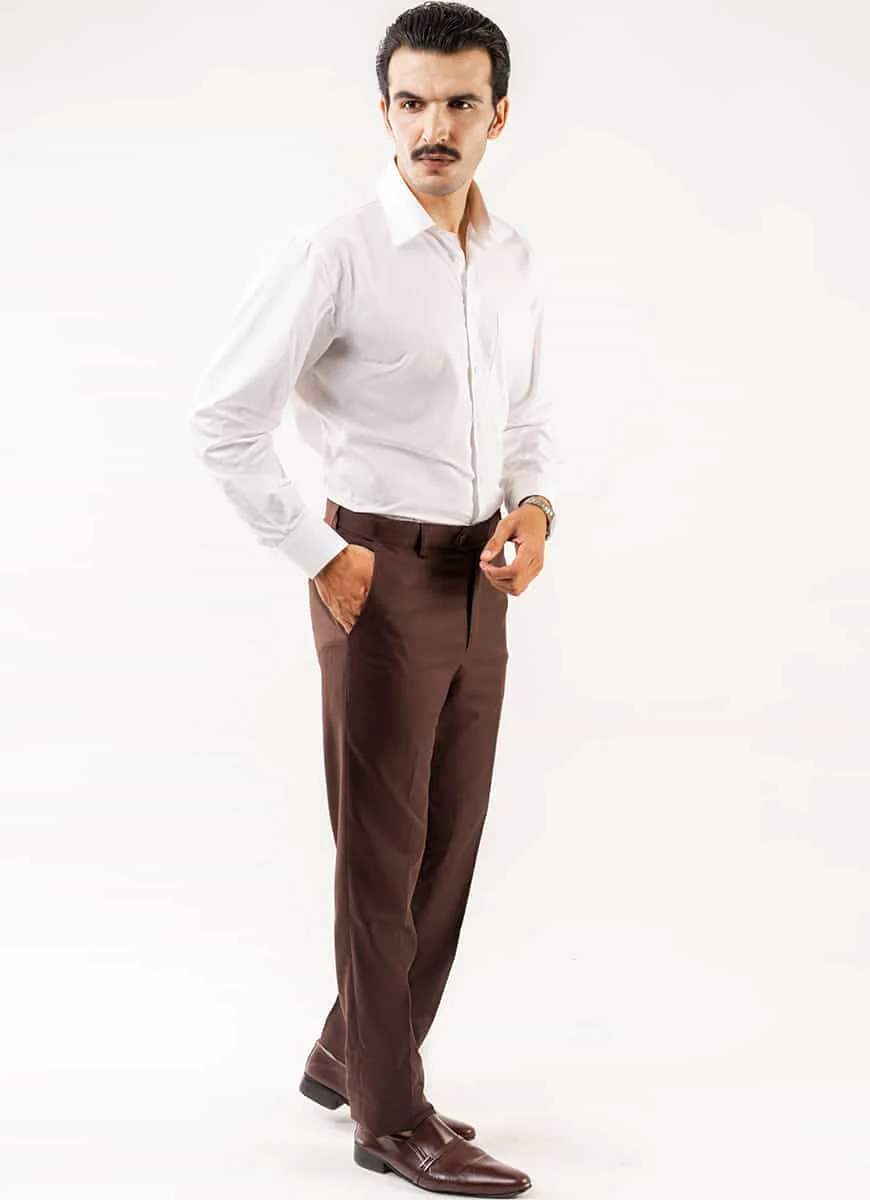 Brown Plain Hi-end Delta Suiting Formal Trouser - Image 2