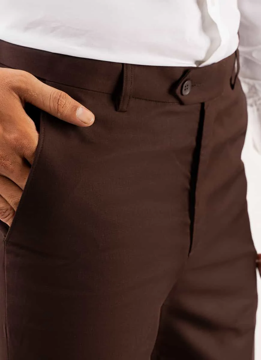 Brown Plain Hi-end Delta Suiting Formal Trouser - Image 3