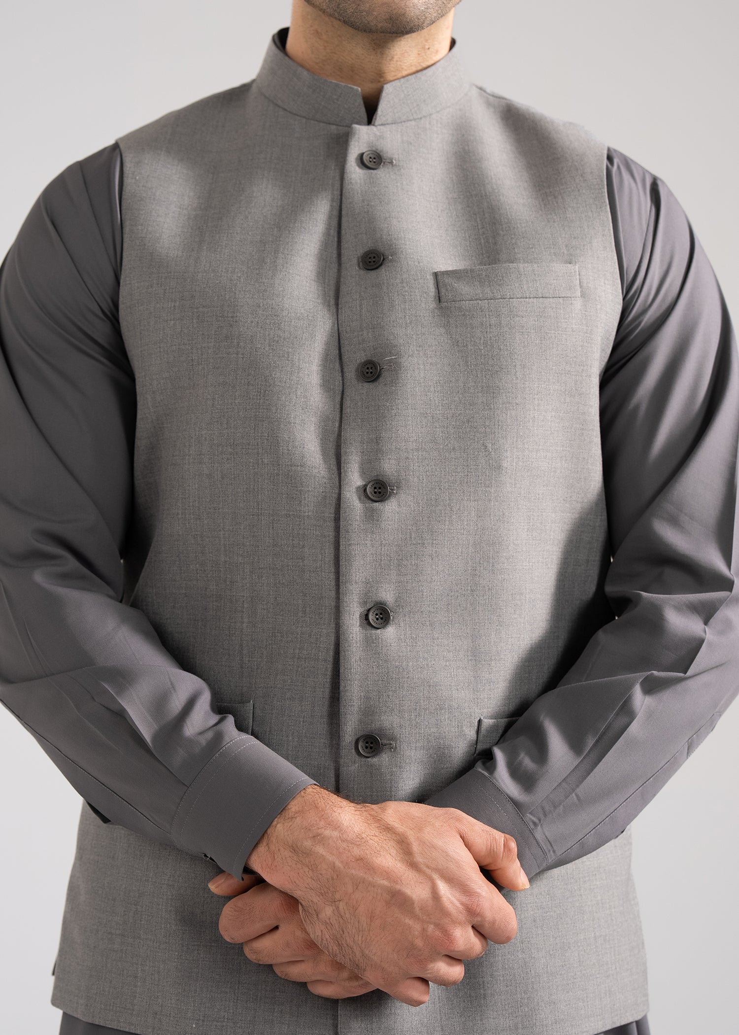 Waist Coat - Tropical Classic Grey Plain - Image 2