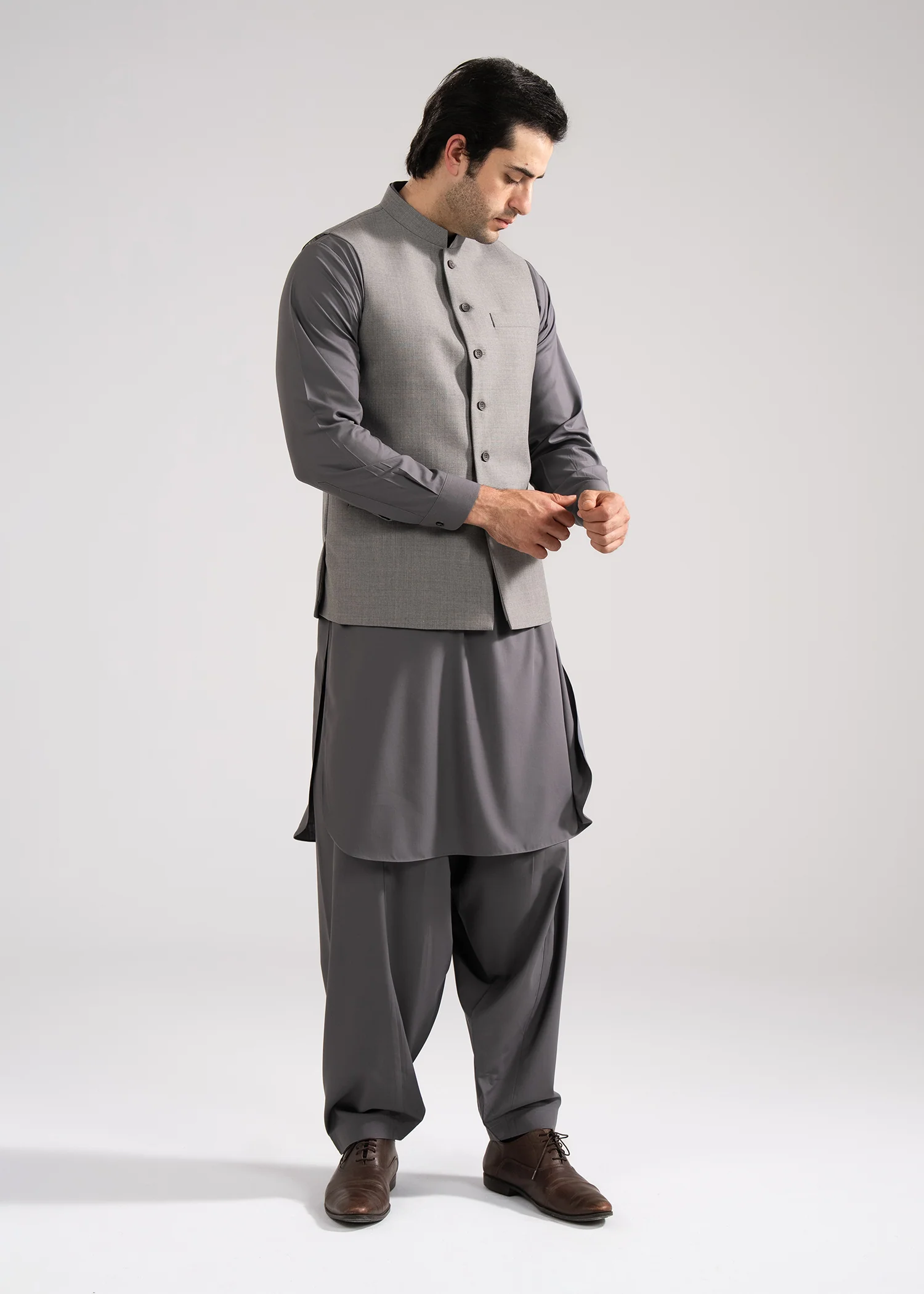 Waist Coat - Tropical Classic Grey Plain - Image 3