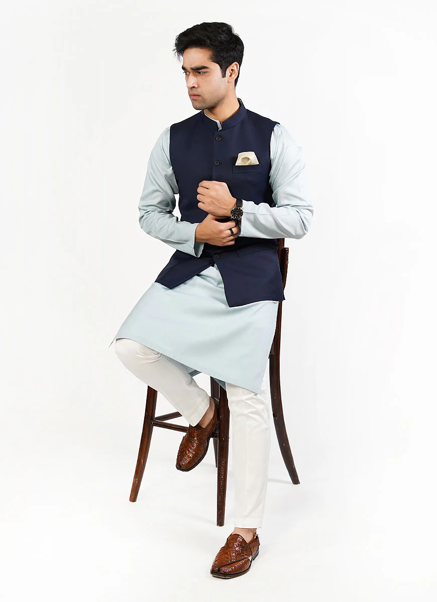 Waist Coat - Tropical Exclusive Blue Plain - Image 5